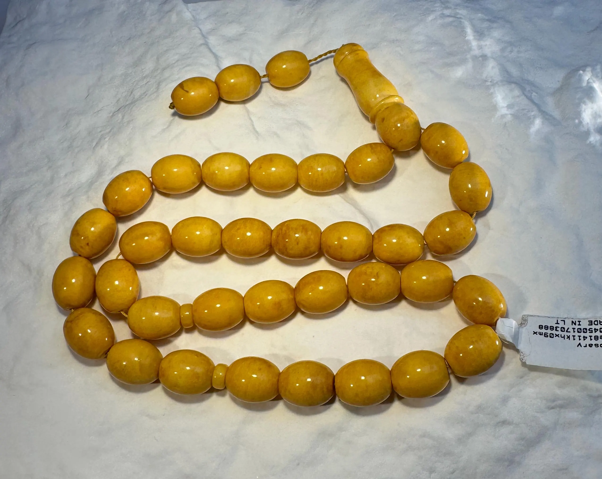Pressed Amber Tasbih – 39 Beads Handmade Misbaha - image 3