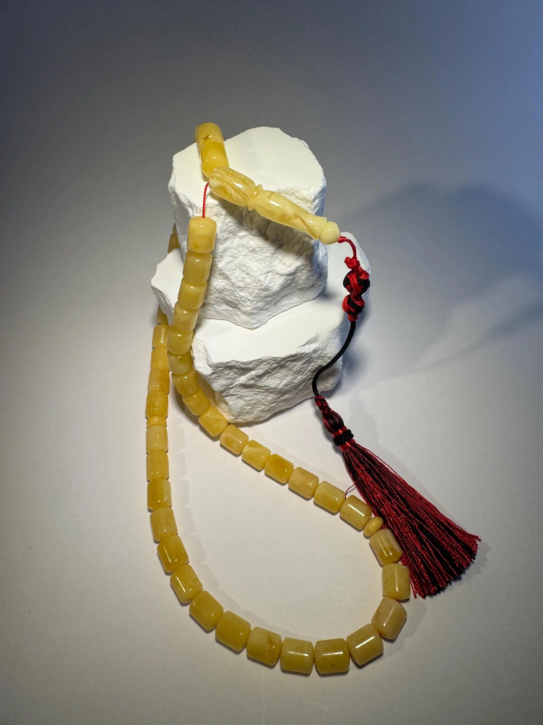 Baltic Amber Tasbih – 45 Beads Cylinder Shape
