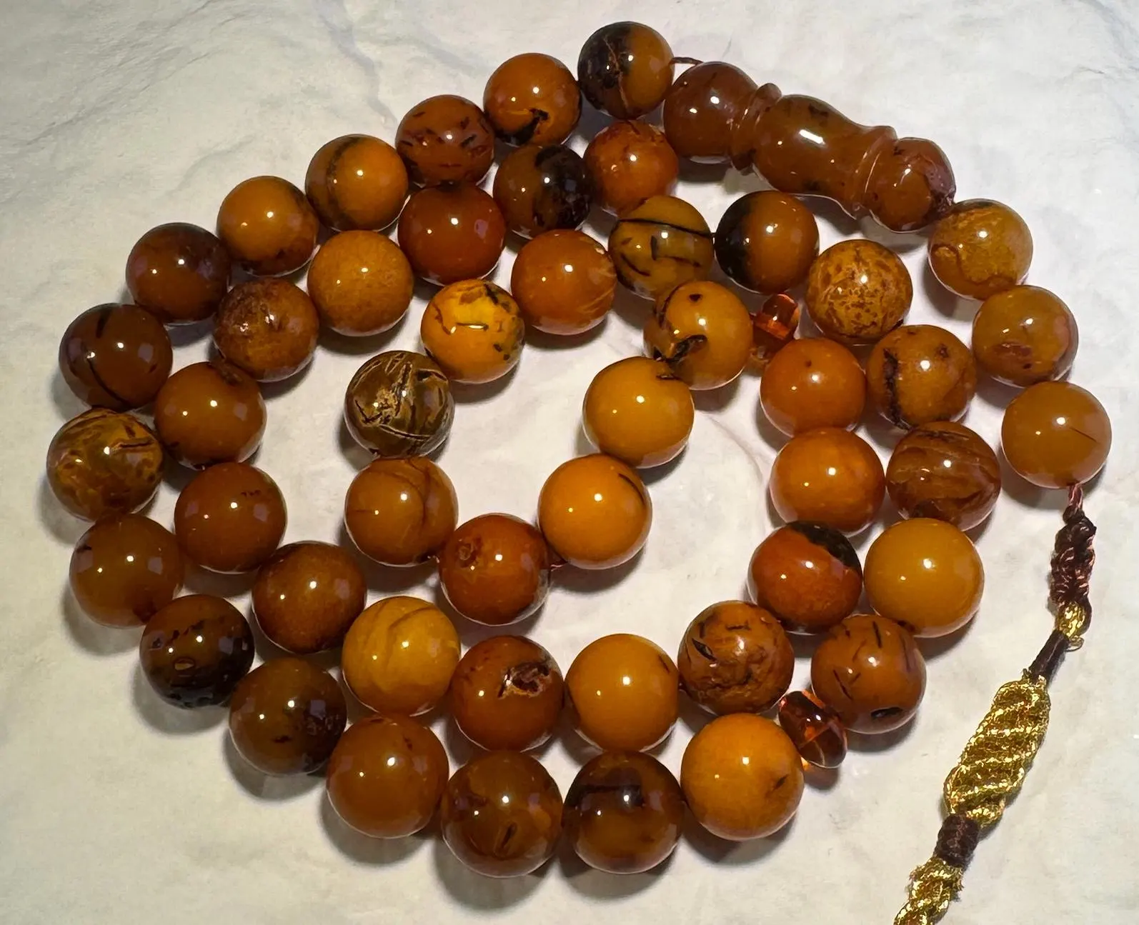 Antique Style Amber Tasbih – 45+3 Beads Handmade Misbaha - image 3