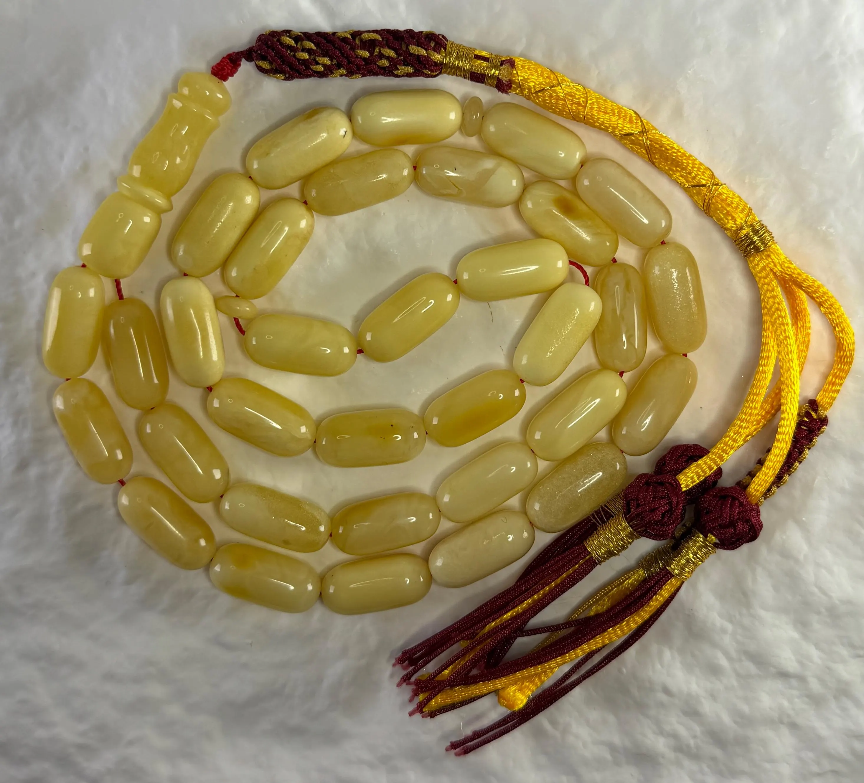 Luxury Cream Amber stone 45 Beads 8mm – Smooth Oval Misbaha Prayer Beads - image 3
