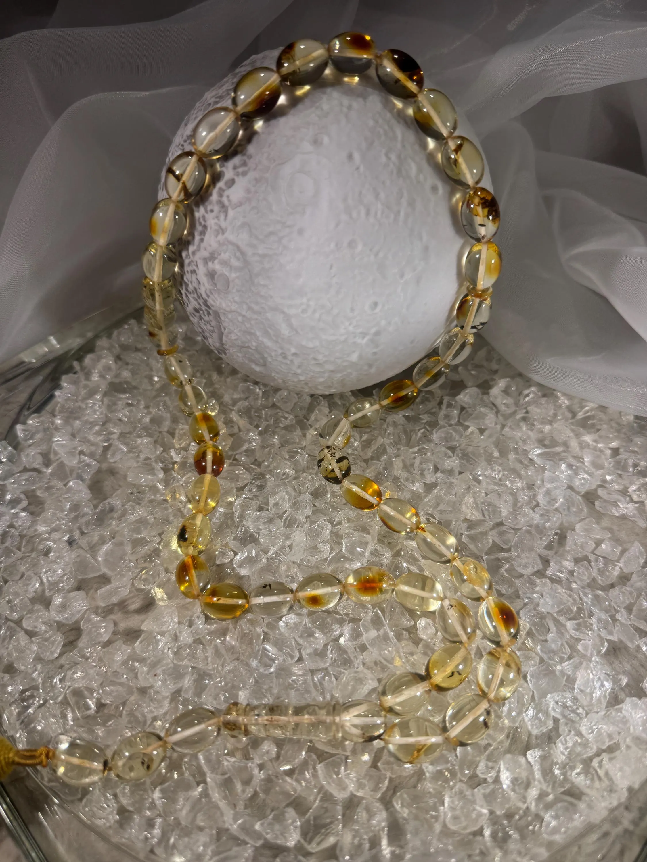 Baltic Amber Prayer Beads: Handmade Islamic Tasbih, Egg Shaped Misbaha