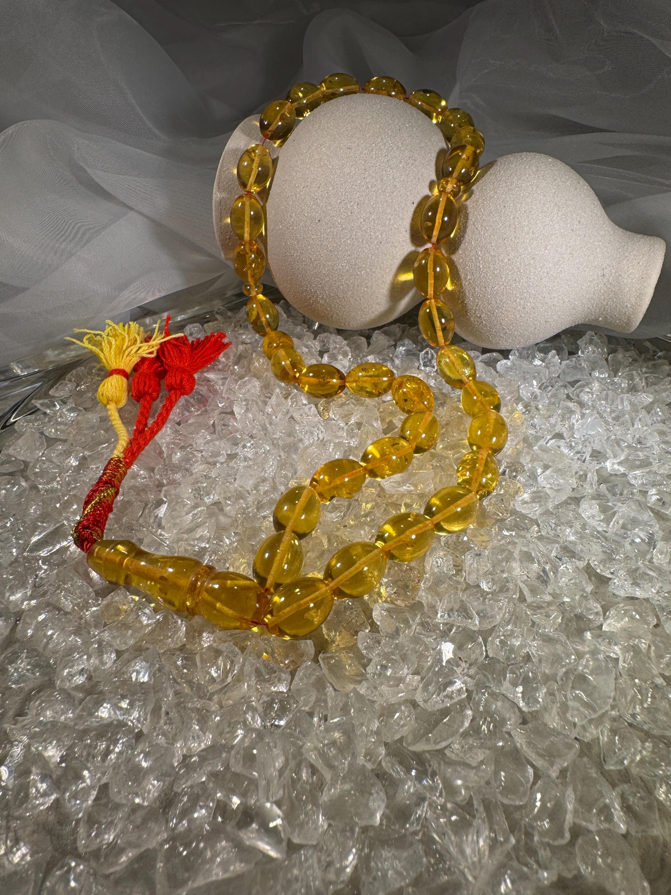 Handmade Baltic amber prayer beads tasbih – authentic Islamic misbaha for dhikr, meditation, and daily prayer.