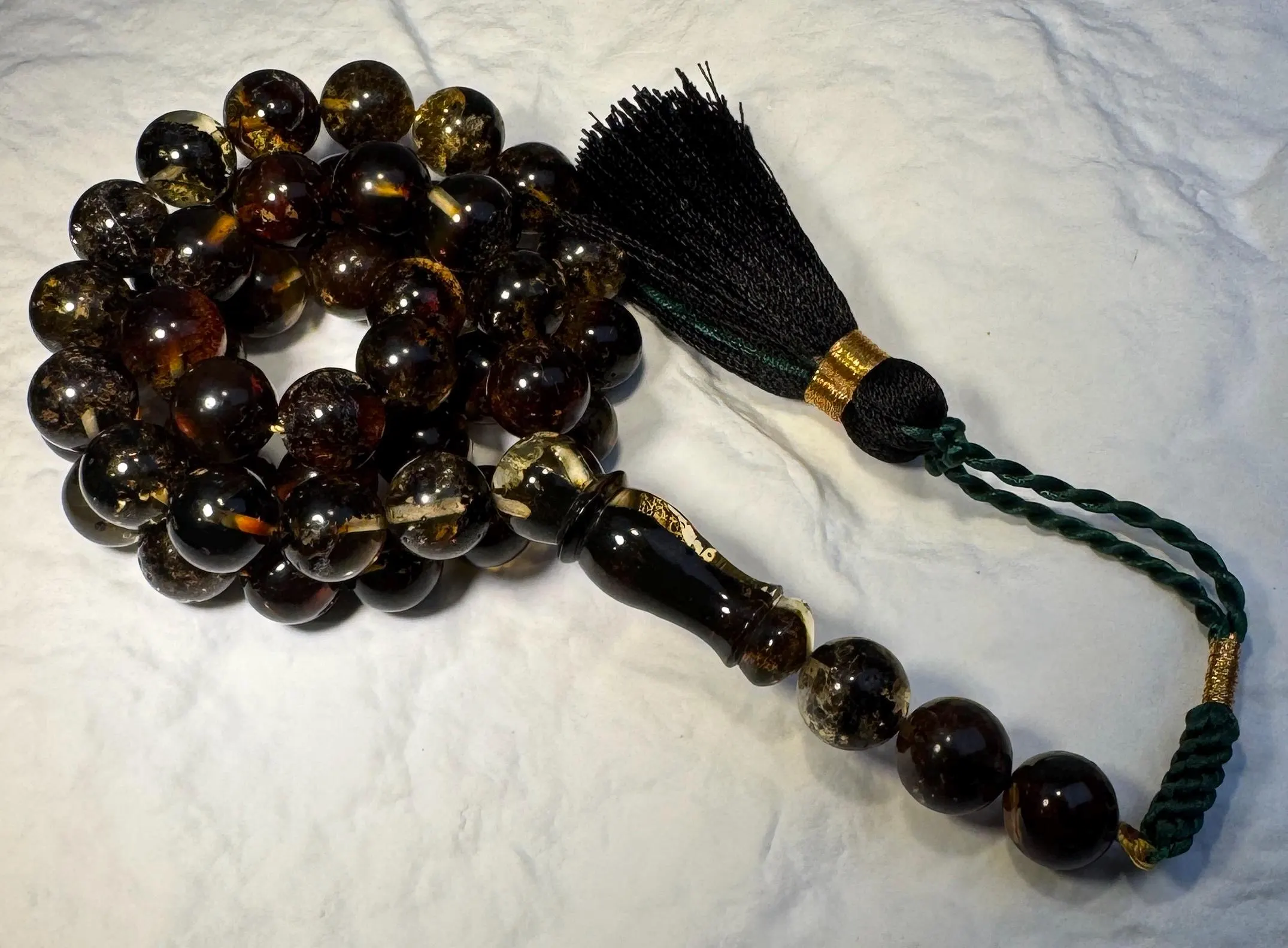Handmade Baltic Amber Tasbih – 33 Beads Round Misbaha
