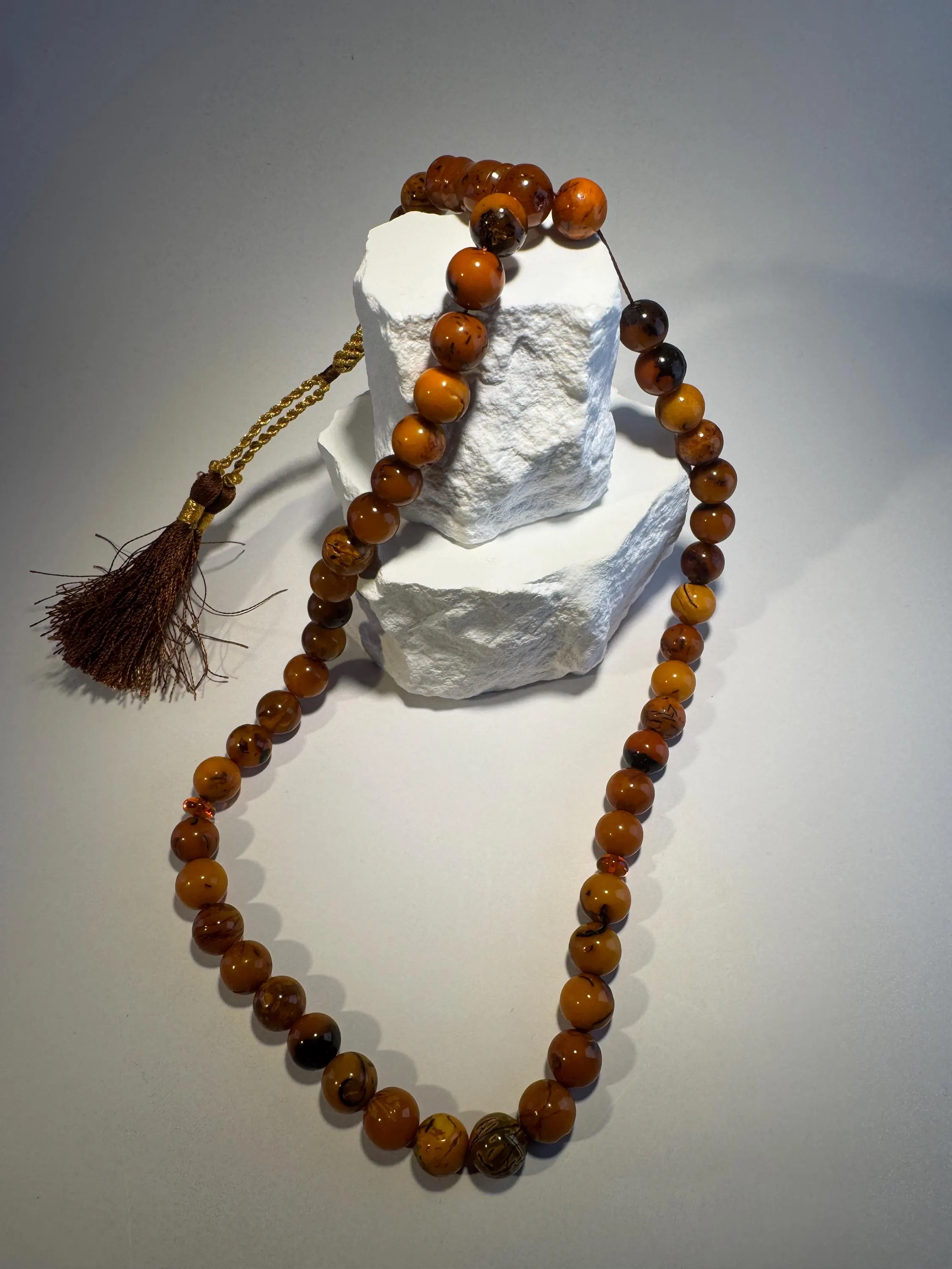 Antique Style Amber Tasbih – 45+3 Beads Handmade Misbaha - image 2