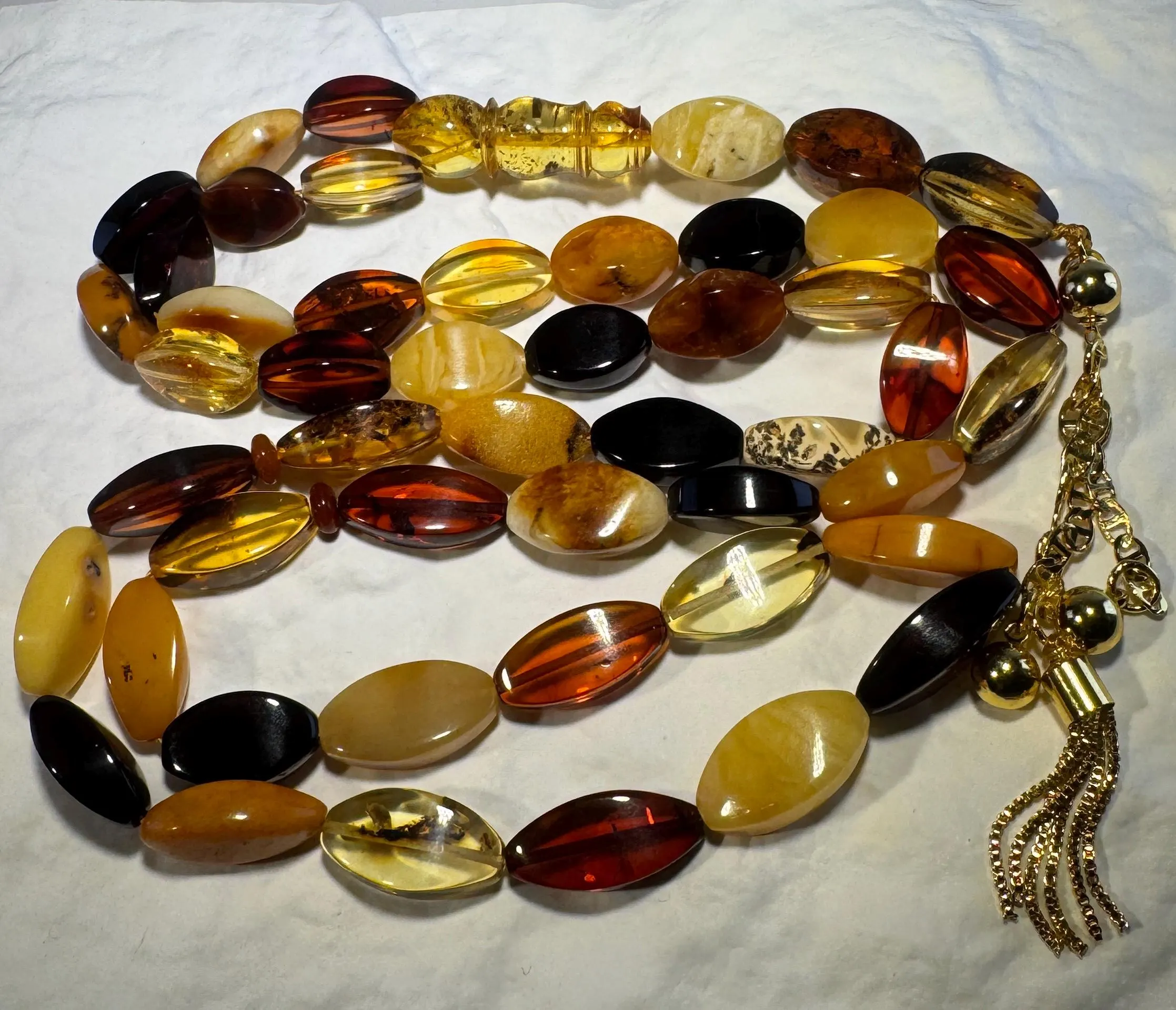 Natural Baltic Amber Tasbih – 45+3 Beads Unique Shape Misbaha - image 3