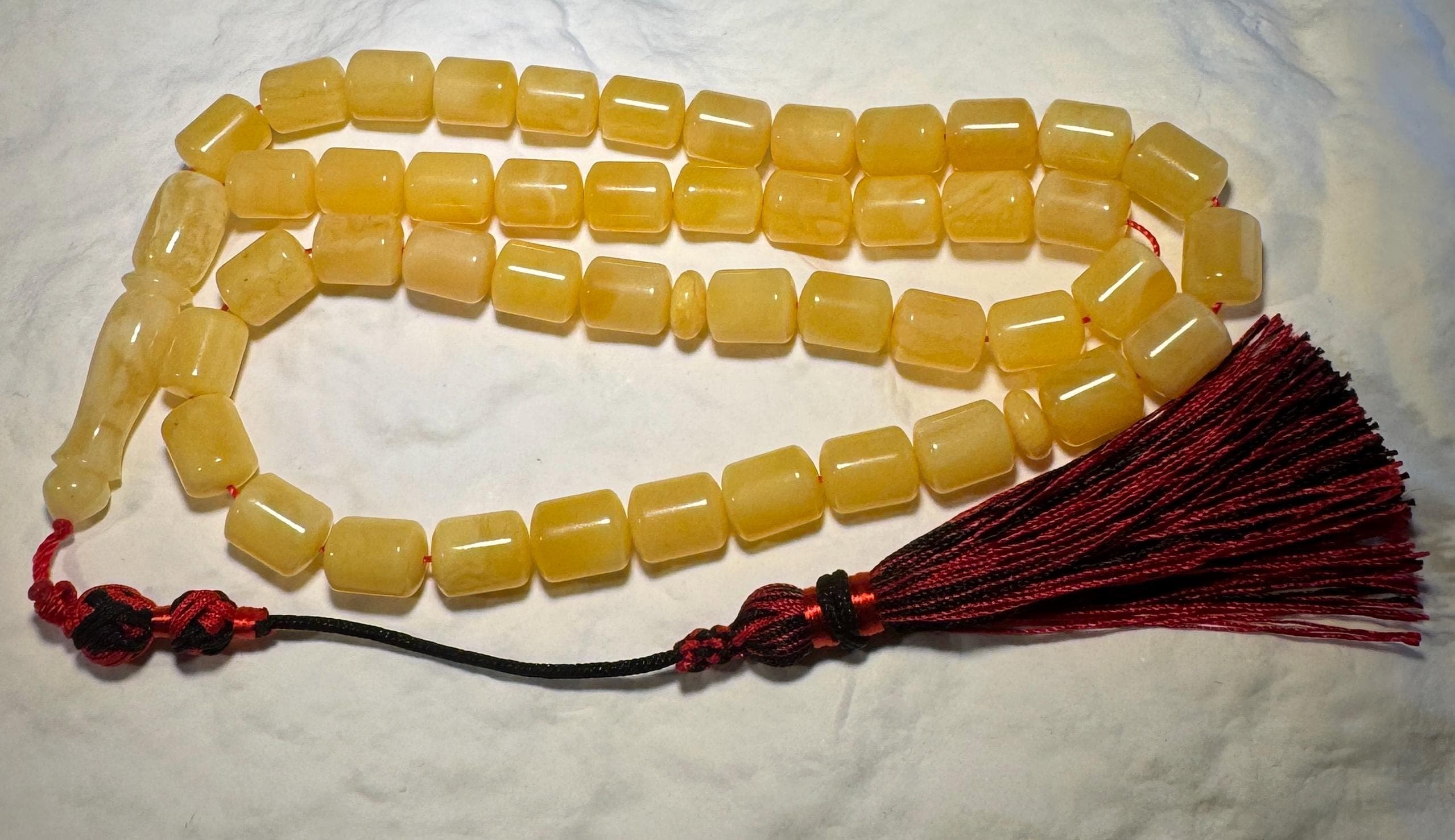 Baltic Amber Tasbih – 45 Beads Cylinder Shape - image 4