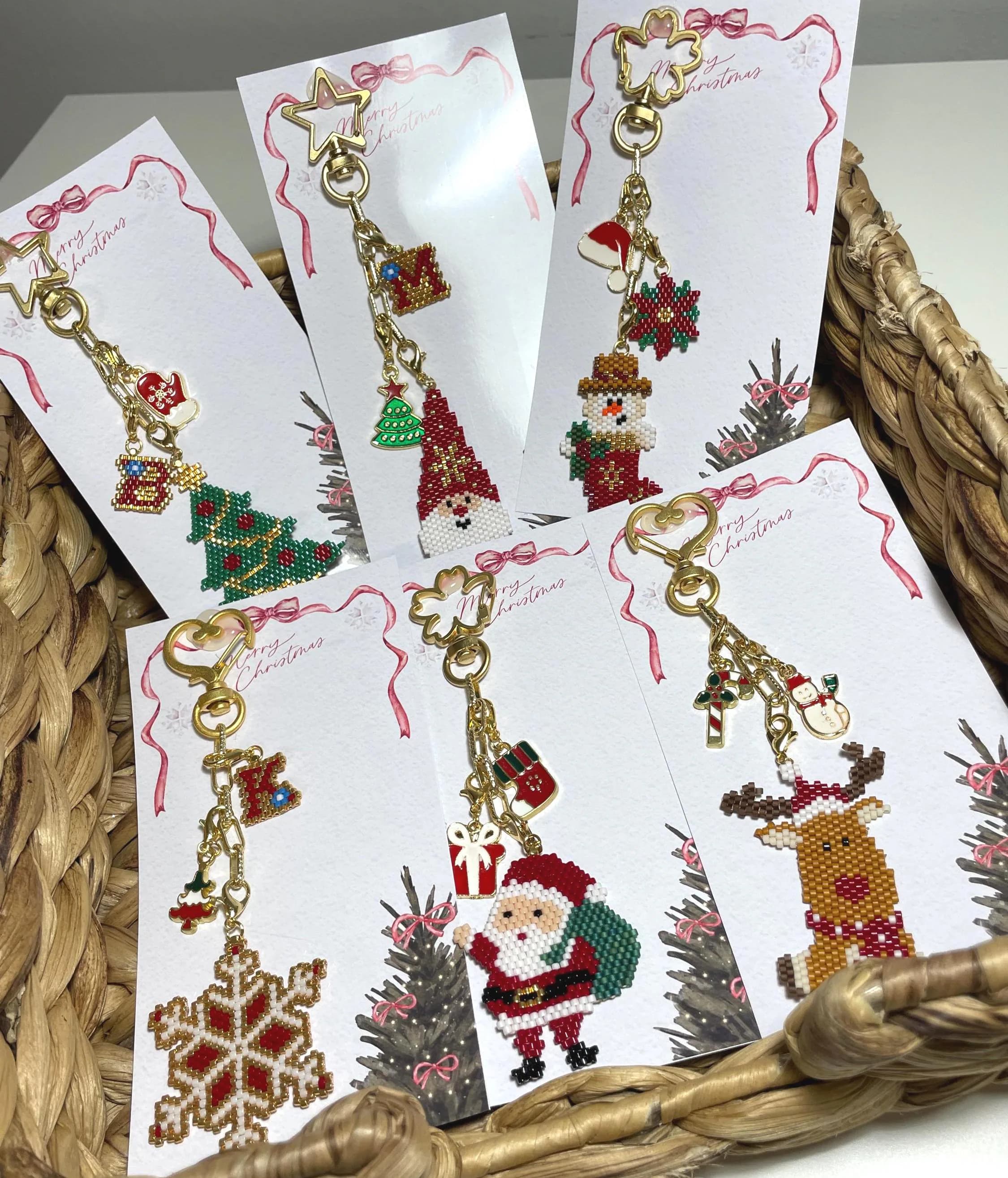 Personalized Initial Christmas Keyring: New Year's Gift Santa Claus Keychain Bag Charm, Backpack & Purse