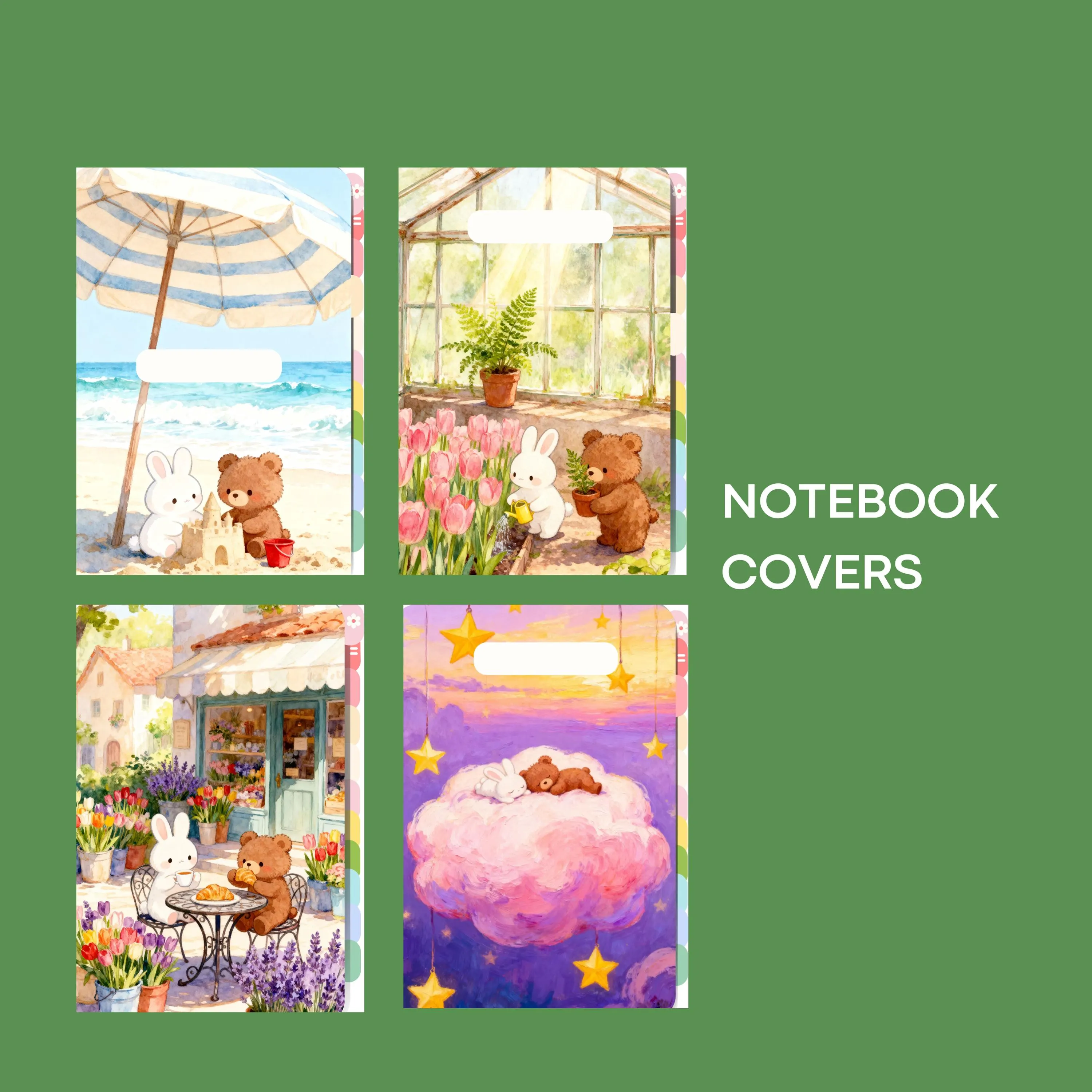 Cozy Bear Bunny Watercolor Digital Planner (GoodNotes, Stickers) - image 5