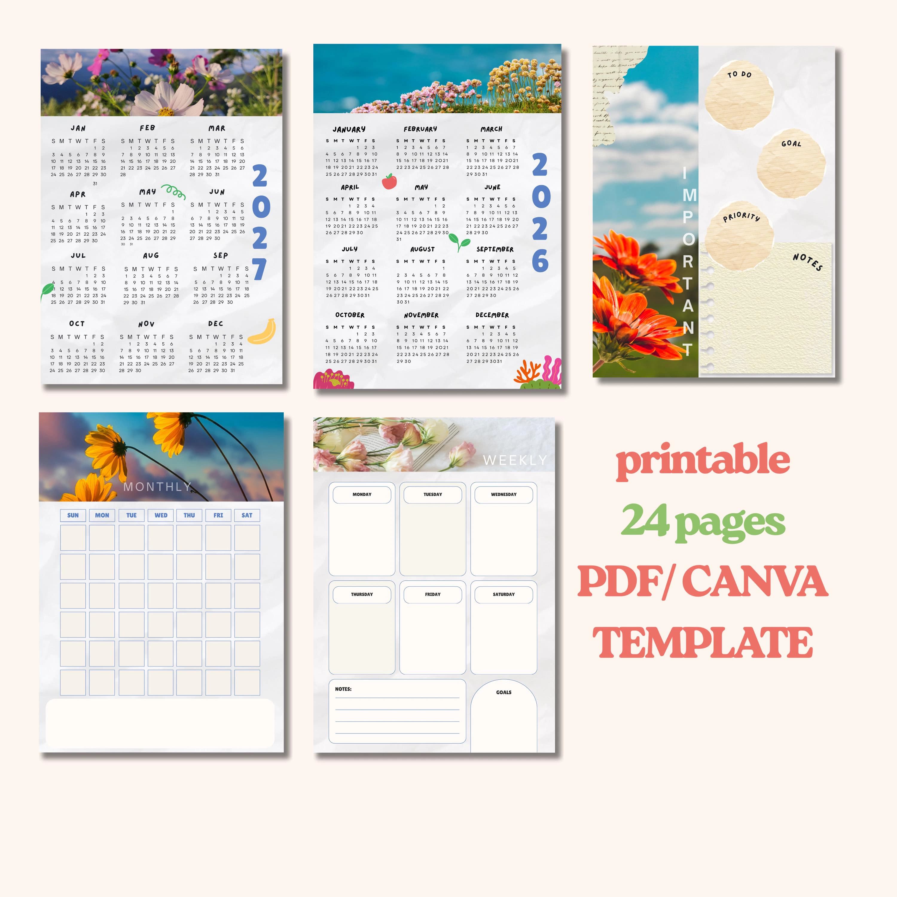 Floral Planner Bundle: Daily, Weekly, Monthly, Yearly (Digital Download) - image 3
