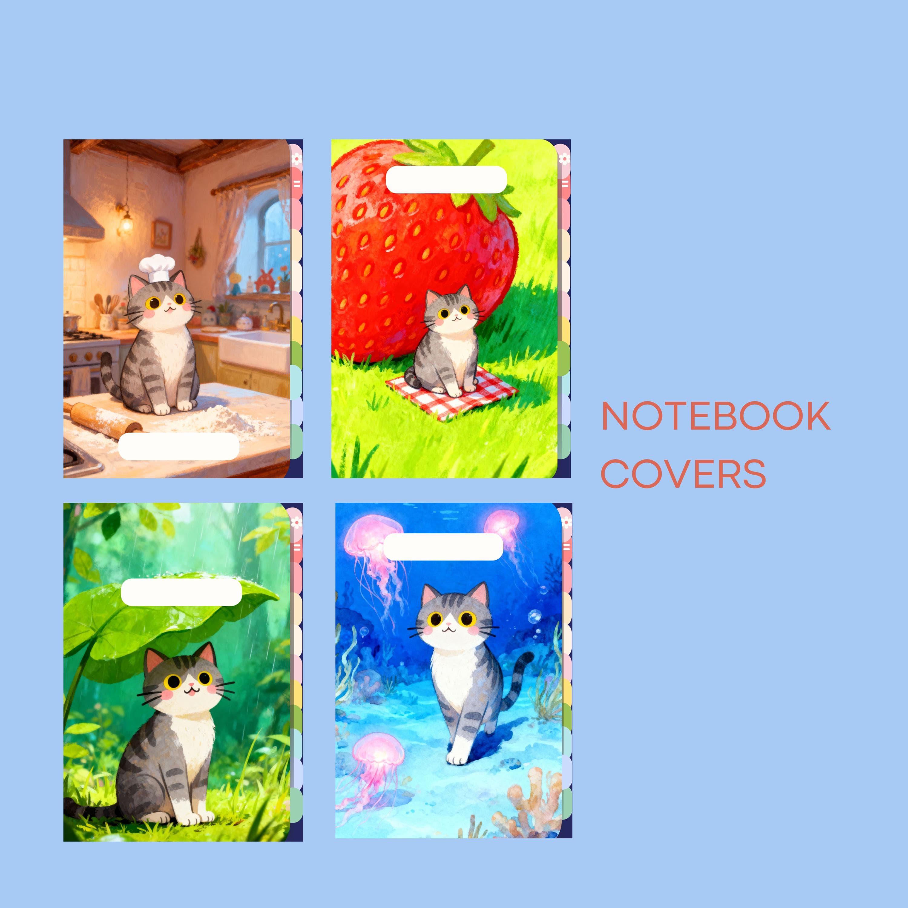 Cat Digital Planner, Journal, GoodNotes, Kawaii Stickers (Digital Download) - image 4