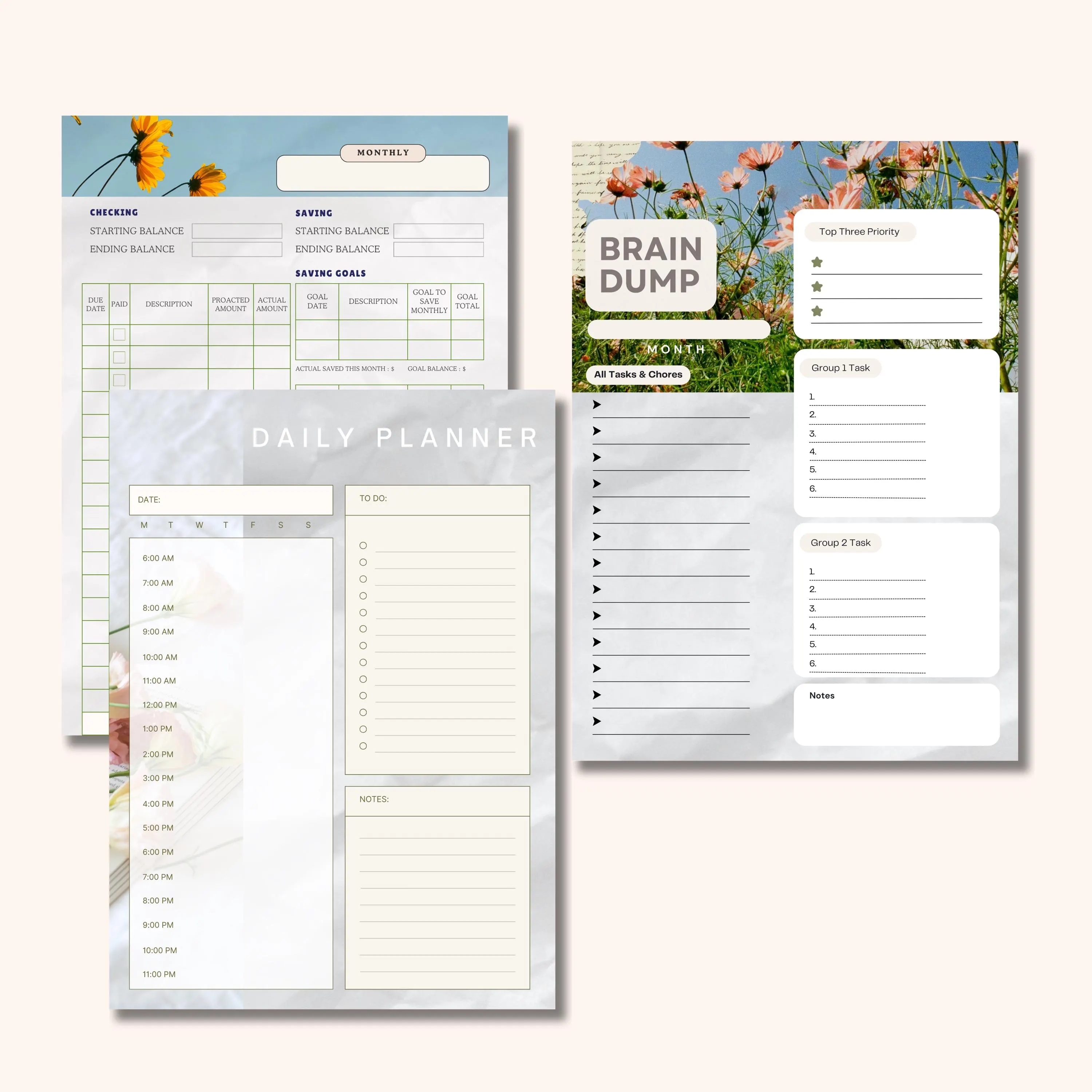 Floral Planner Bundle: Daily, Weekly, Monthly, Yearly (Digital Download) - image 4