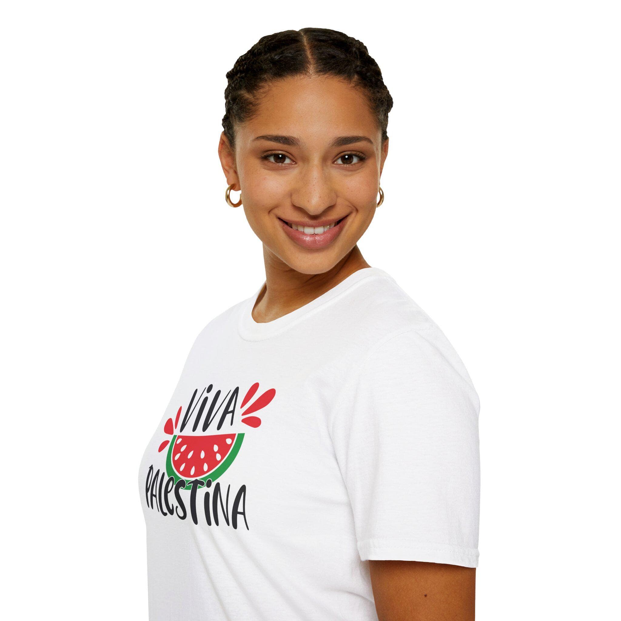 Viva Palestina Watermelon Unisex Softstyle T-Shirt Gildan Softstyle® 64000 - image 4