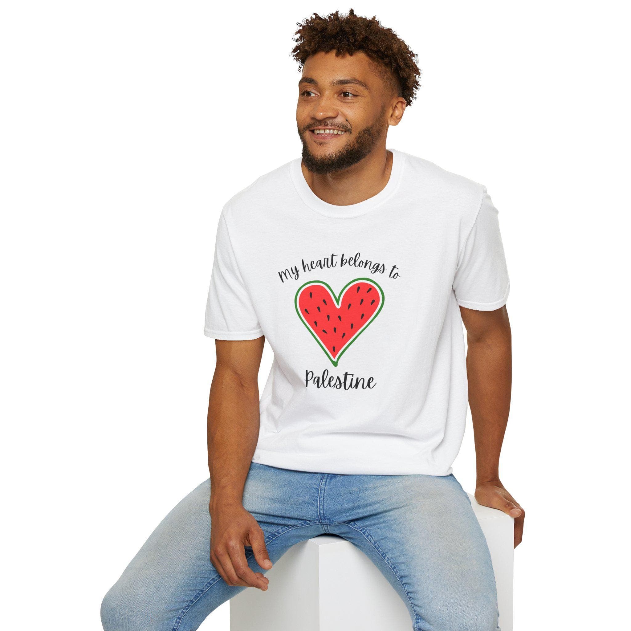 My Heart Belongs to Palestine Watermelon Unisex Softstyle T-Shirt Gildan Softstyle® 64000 - image 4