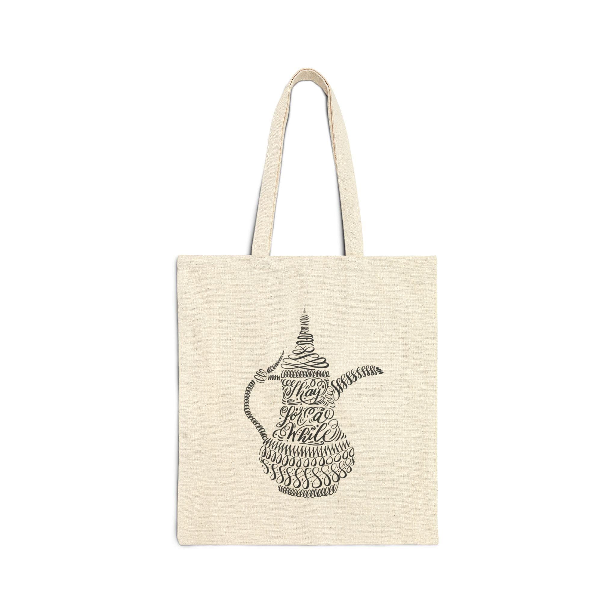Arab Tea Kettle | Shay for a While | Calligraphic art cotton canvas tote bag