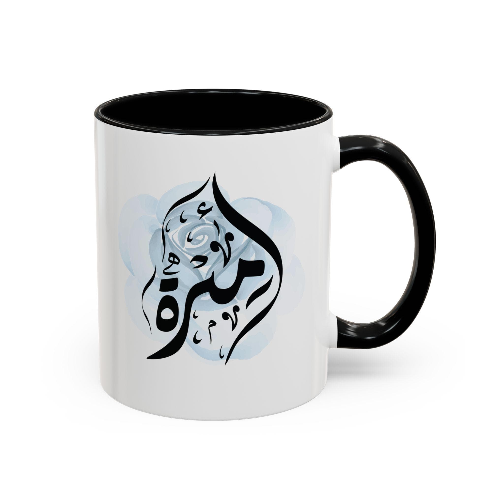 Amira أميرة in Arabic Calligraphy Coffee Mug - Soft Blue Rose - Elegant Gift for Arab Girl, Eid, Birthday / Amirah, Ameera, Ameerah - image 3