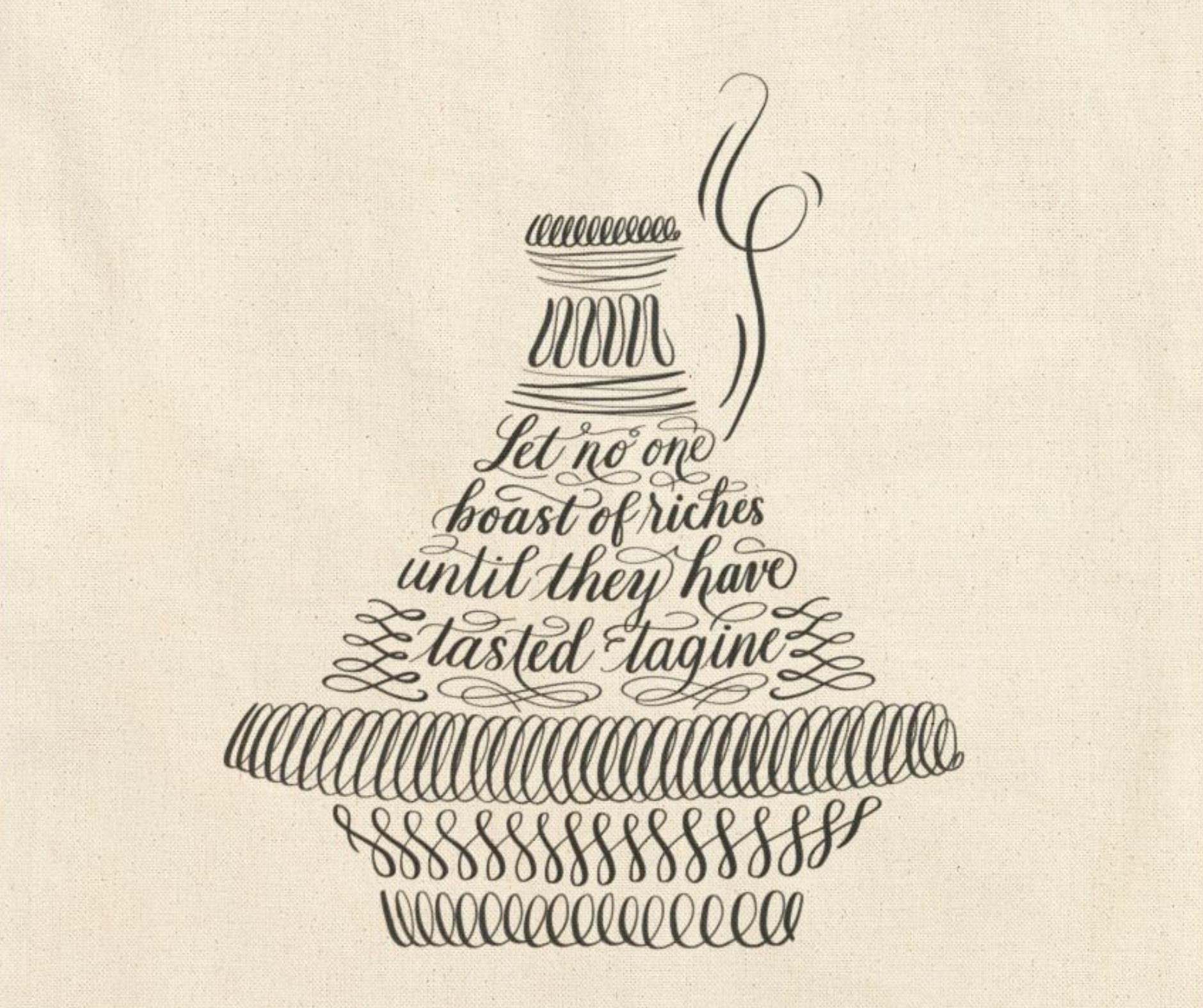Tagine Calligraphy Tote Bag Gift for North African Foodie | Moroccan, Algerian, Tunisian Cooking