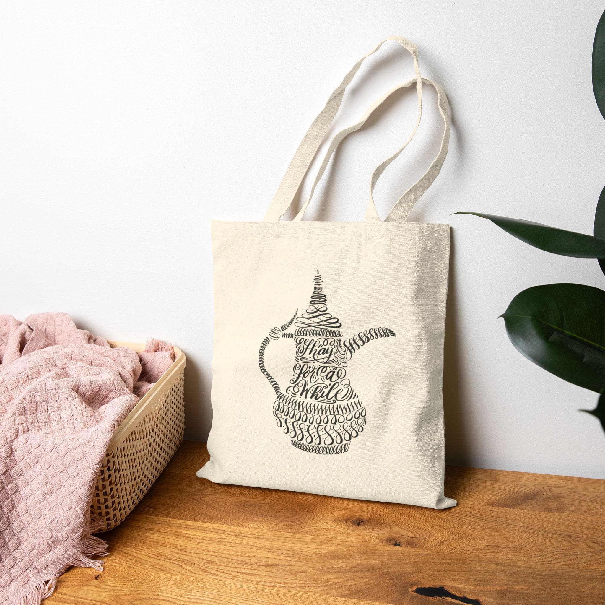 Arab Tea Kettle | Shay for a While | Calligraphic art cotton canvas tote bag - image 5