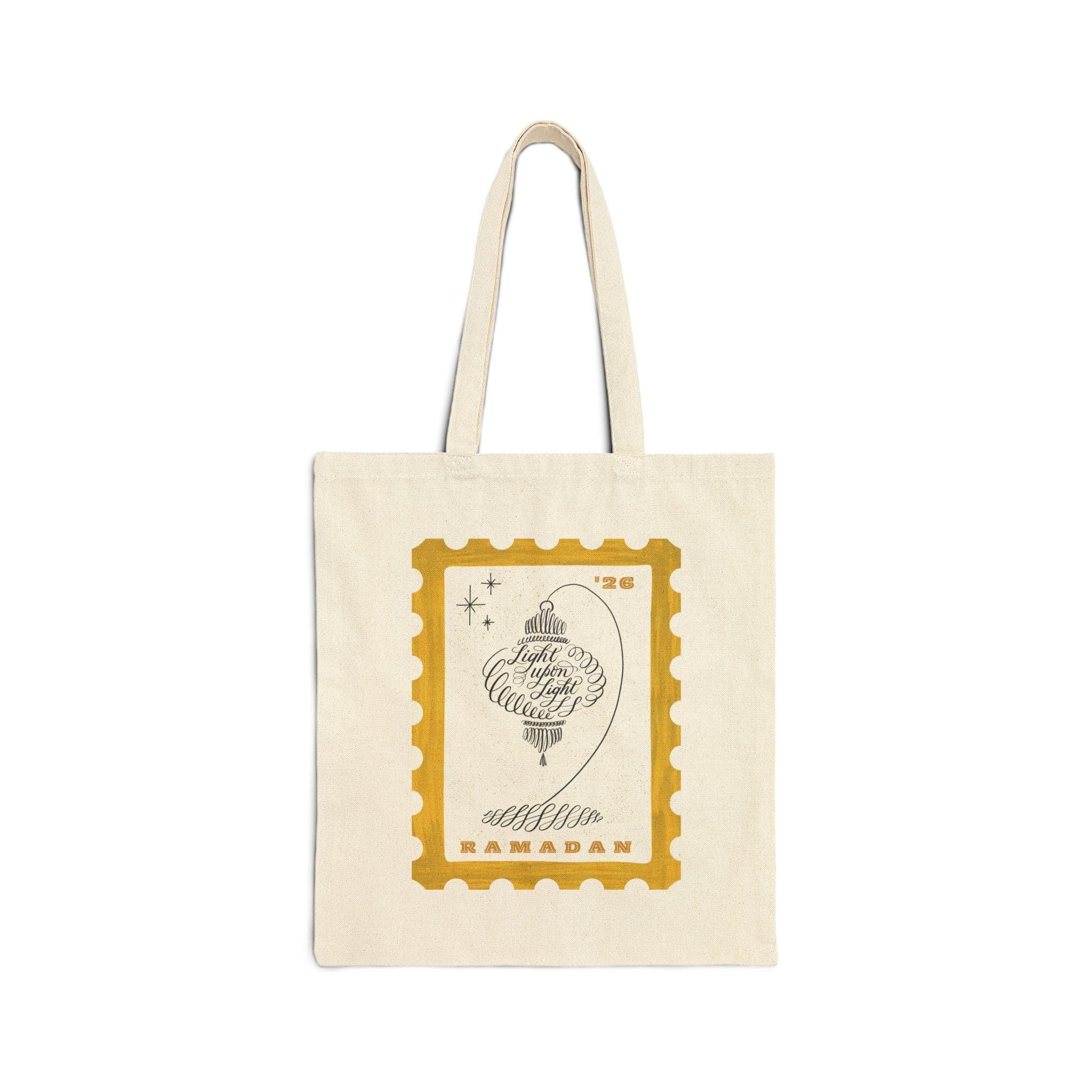 Ramadan 2026 Tote Bag | Calligraphy Art | Light Upon Light | Stamp Design | Turkish Lamp