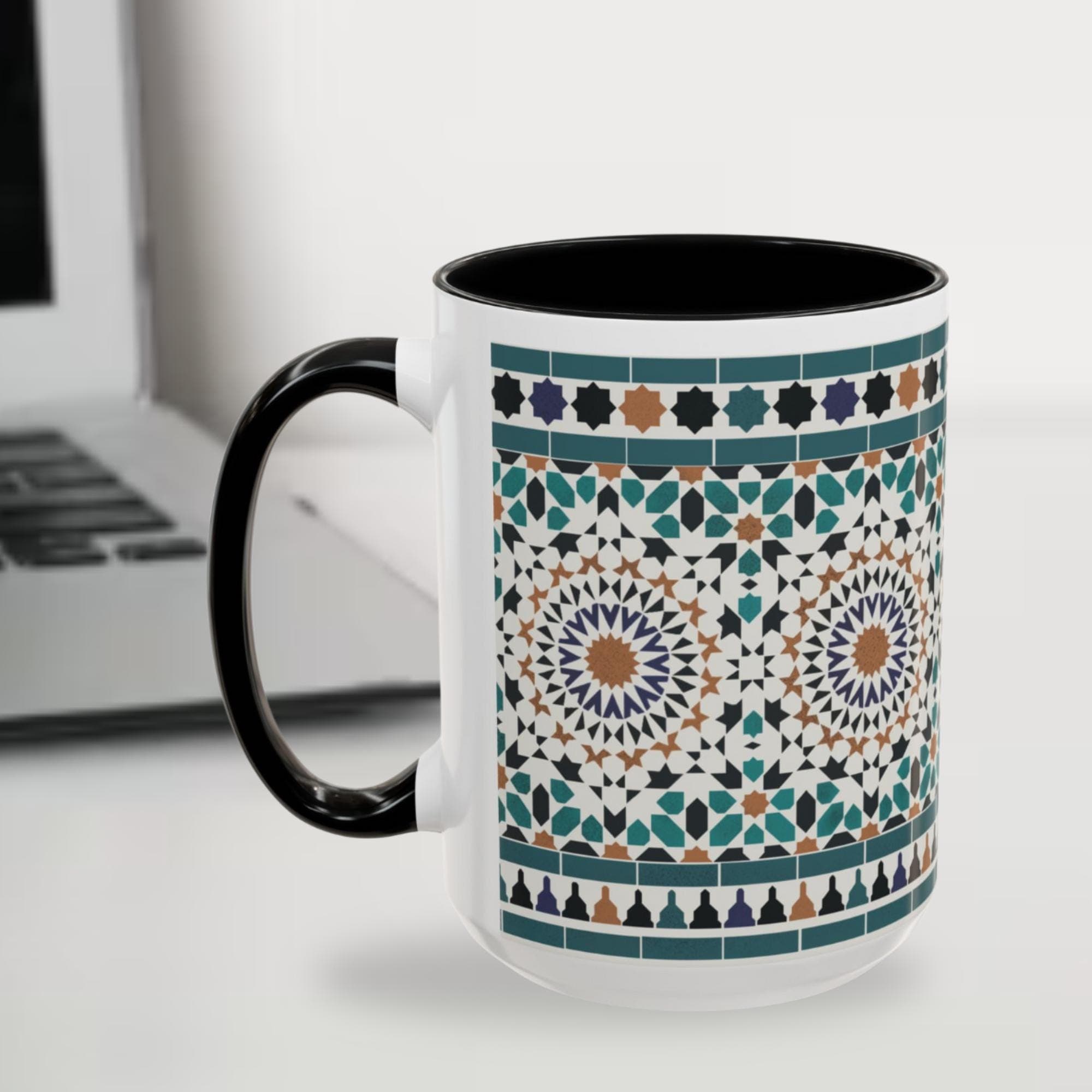 Moroccan Zellige Mug – Blue & Teal Geometric Coffee Cup, Moorish Tile Inspired Ceramic Mug, Islamic Art Gift - image 4