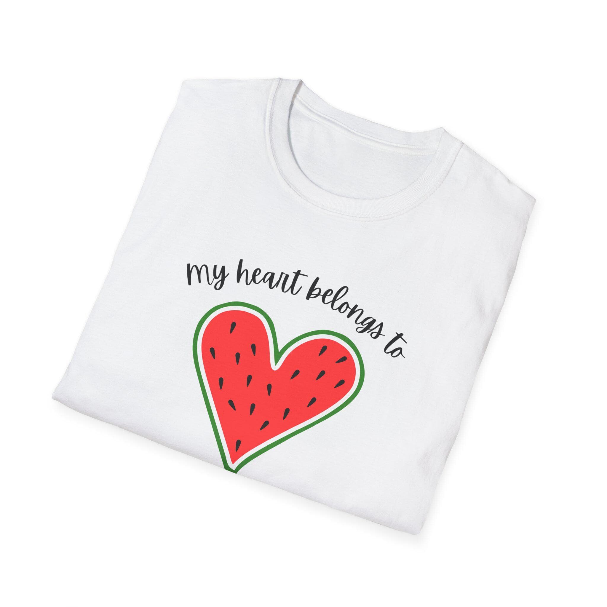 My Heart Belongs to Palestine Watermelon Unisex Softstyle T-Shirt Gildan Softstyle® 64000 - image 3