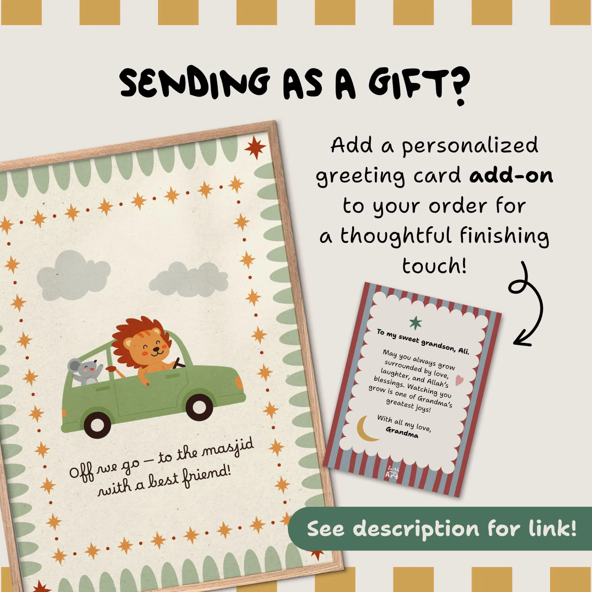 Go to Masjid Wall Art, Muslim Kids Prints, Islamic Whimsical Nursery Decor, Printed & Framed - image 3
