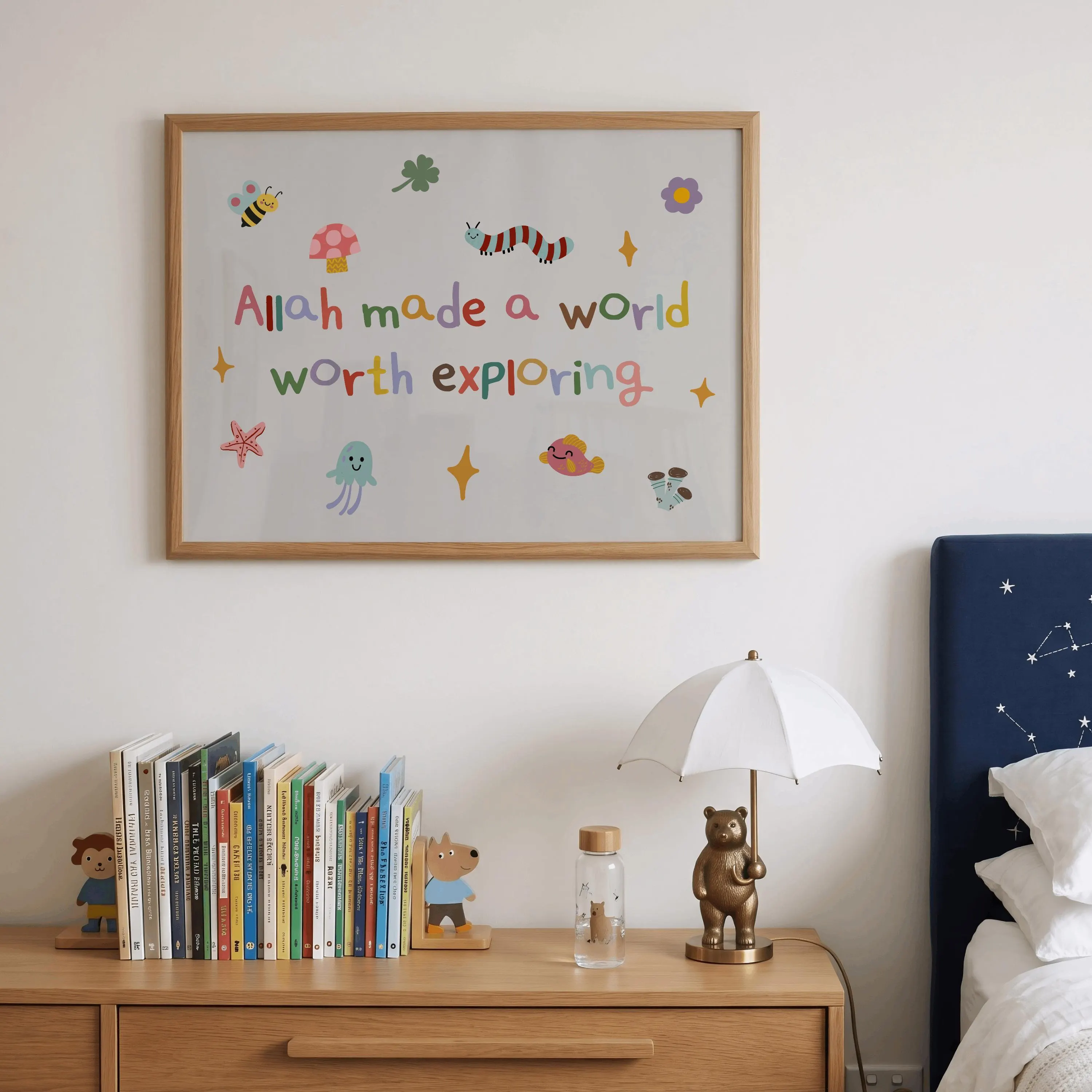 Explore the World Whimsical Wall Art, Islamic Minimalist Nursery Prints, Modern Kids Decor - image 5