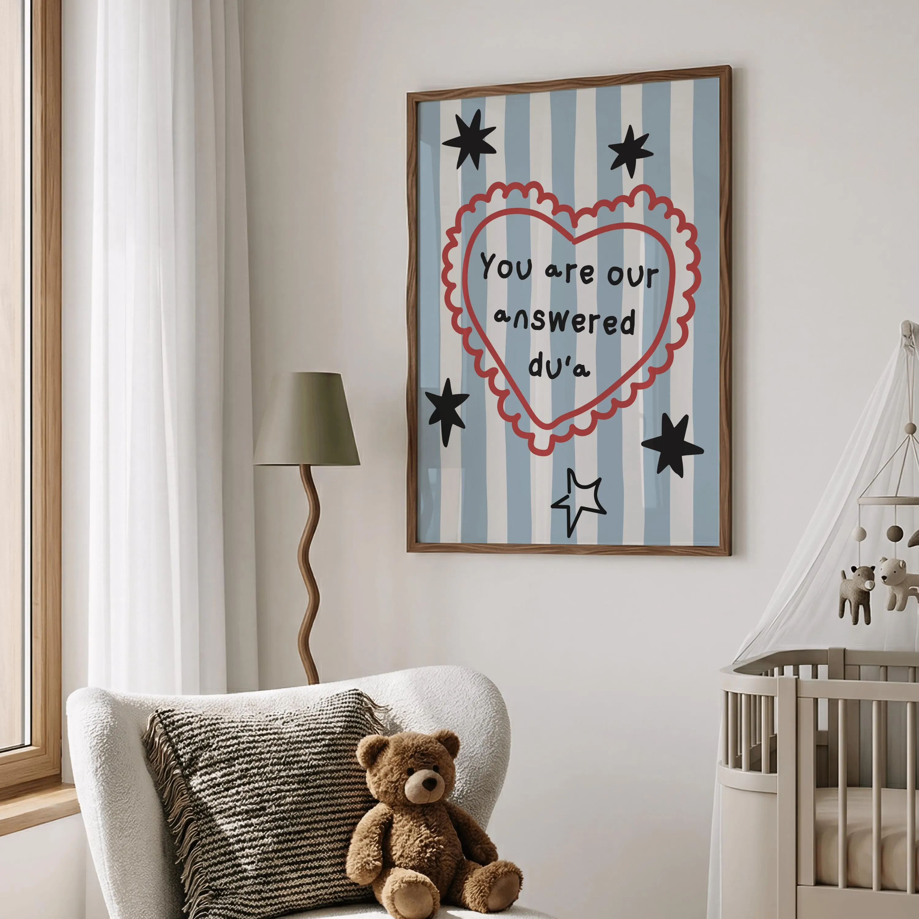 Islamic Nursery Wall Art, Muslim Baby Gift, Dua Heartfelt Quote, Retro Kids Room Decor - image 4