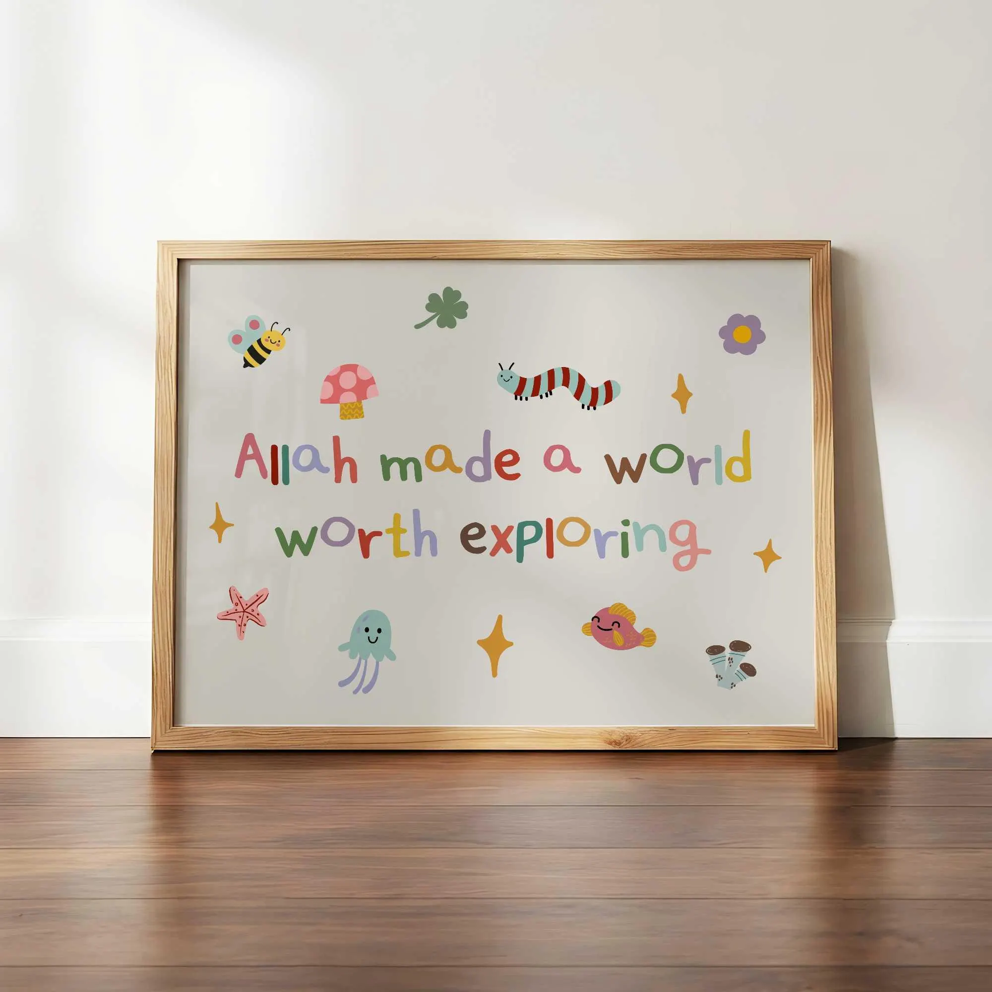 Explore the World Whimsical Wall Art, Islamic Minimalist Nursery Prints, Modern Kids Decor
