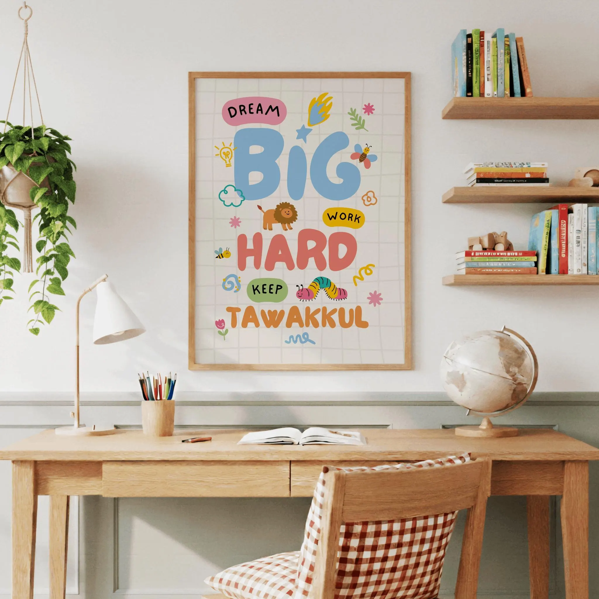 Dream Big, Work Hard, Keep Tawakkul: Islamic Modern Wall Art, Colorful Muslim Nursery Print - image 5