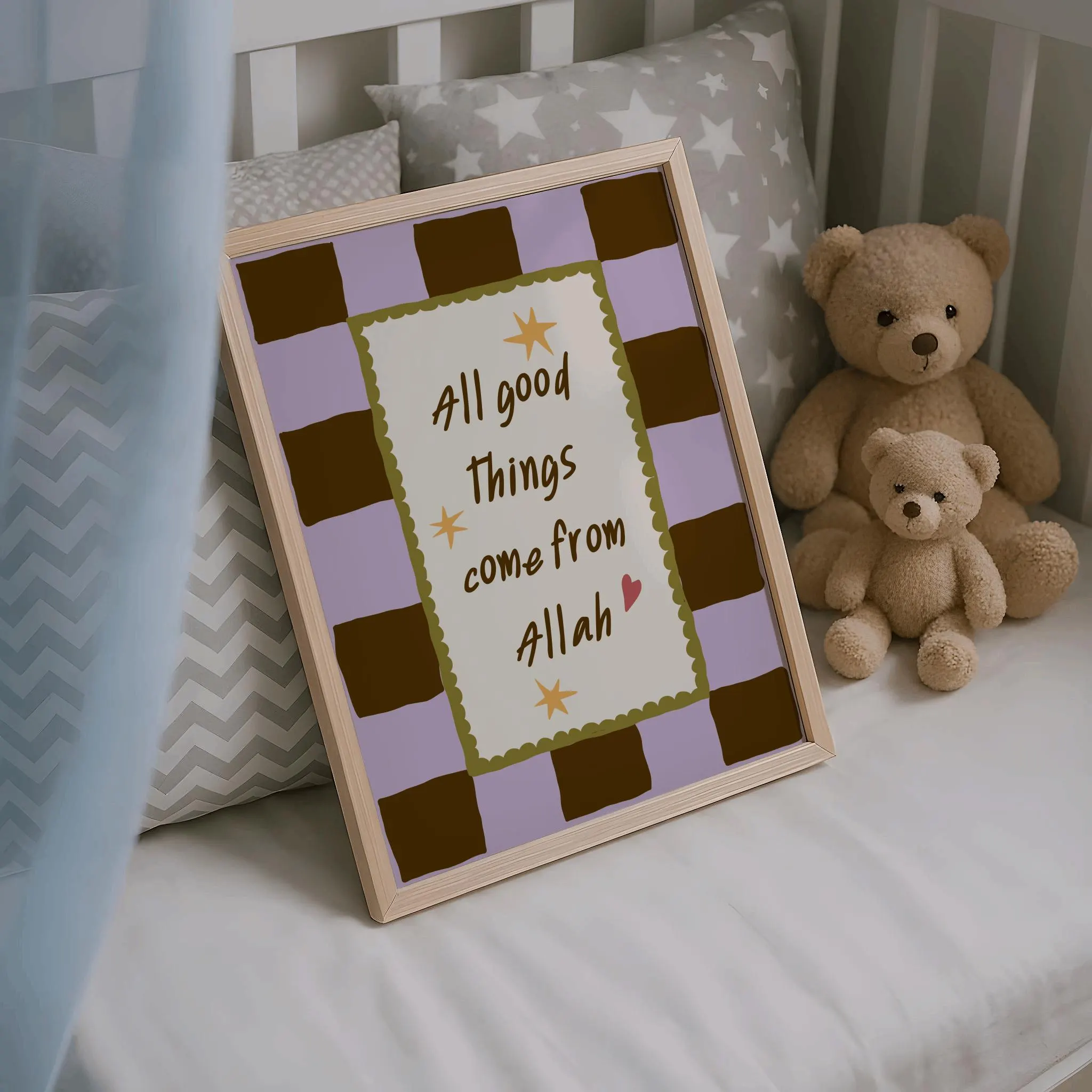 Allah Heartfelt Quote Prints, Islamic Kids Whimsical Home Decor, Muslim Nursery Wall Art - image 4
