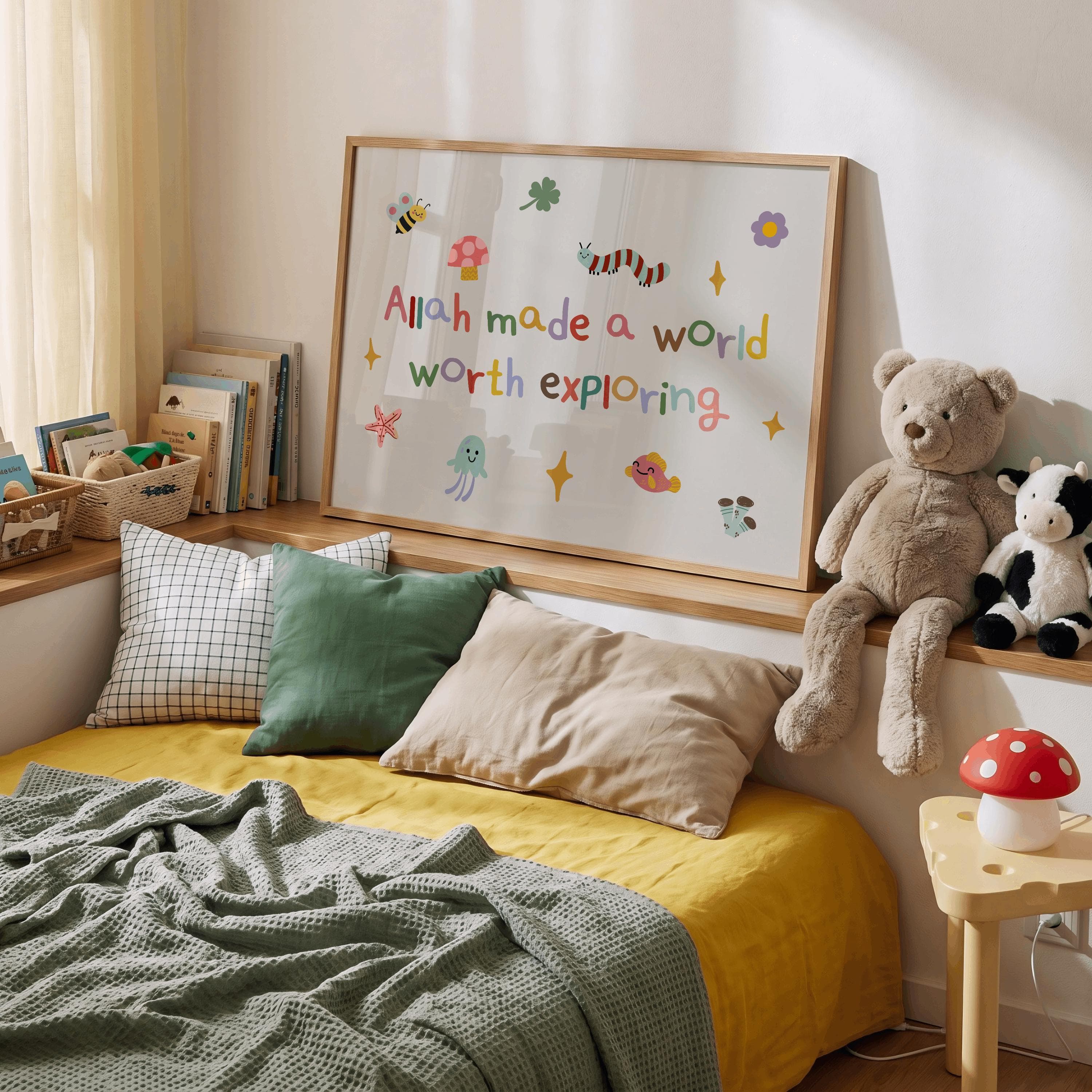 Explore the World Whimsical Wall Art, Islamic Minimalist Nursery Prints, Modern Kids Decor - image 4