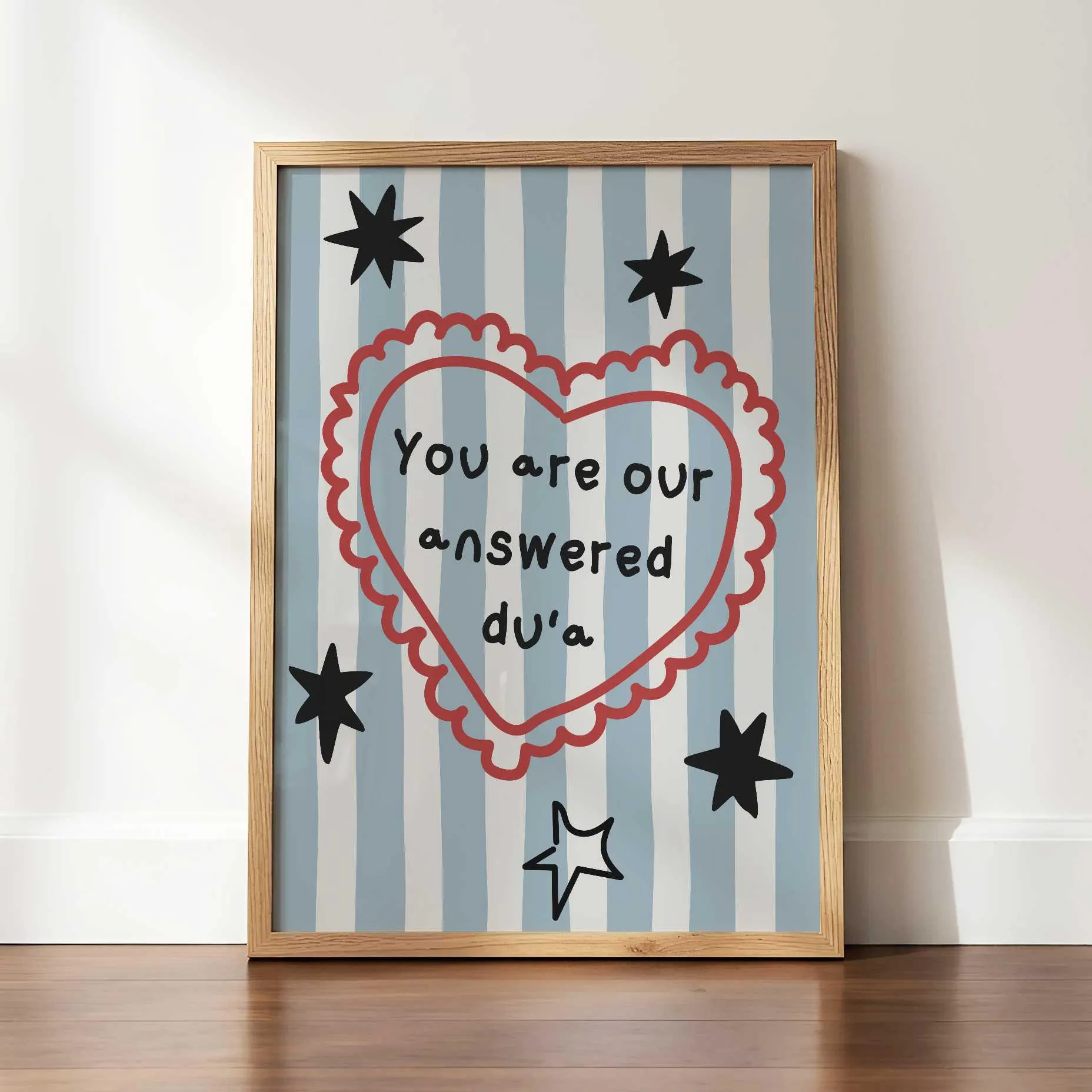 Islamic Nursery Wall Art, Muslim Baby Gift, Dua Heartfelt Quote, Retro Kids Room Decor