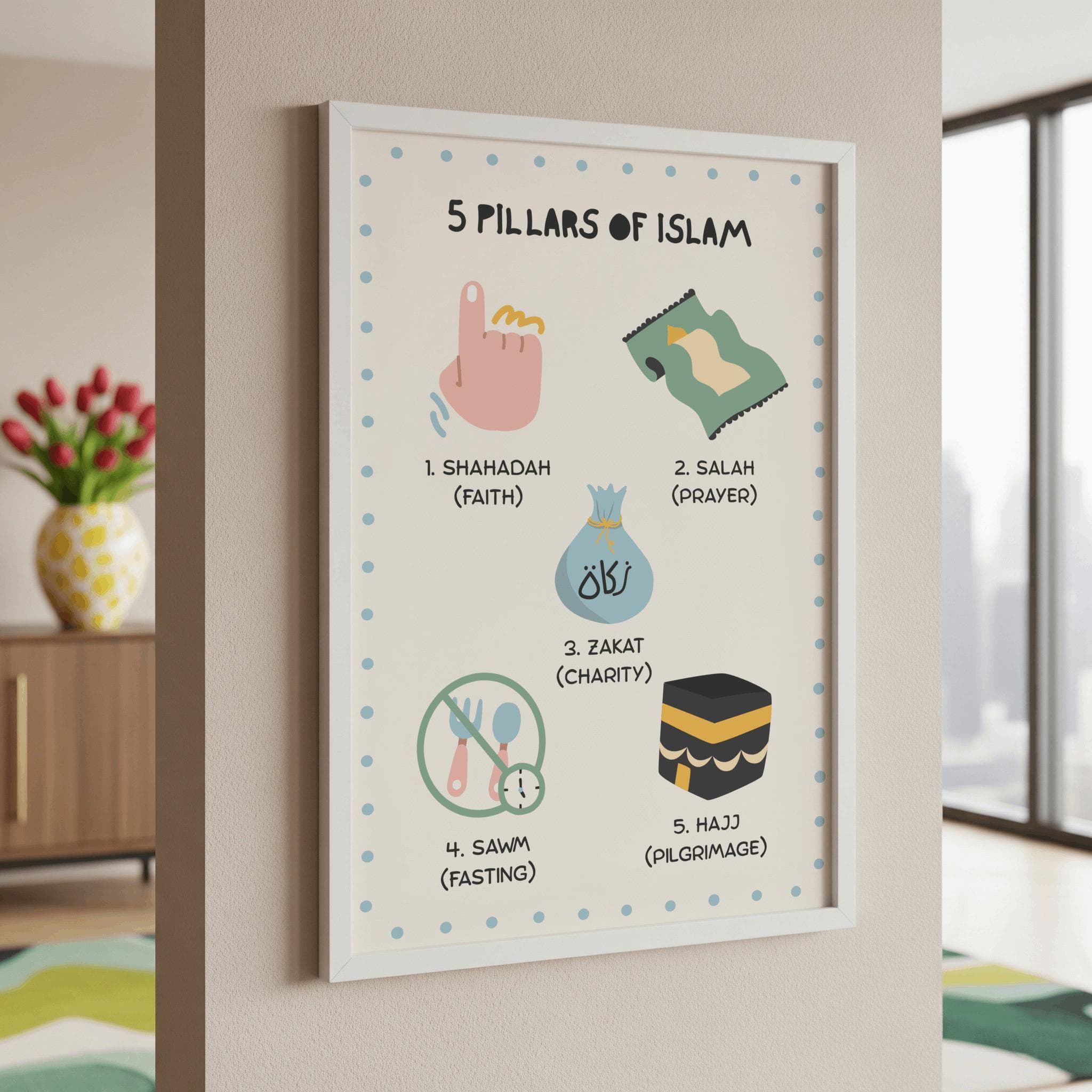 Five Pillars of Islam Poster, Islamic Kids Wall Art, Muslim Educational Art Print - image 4