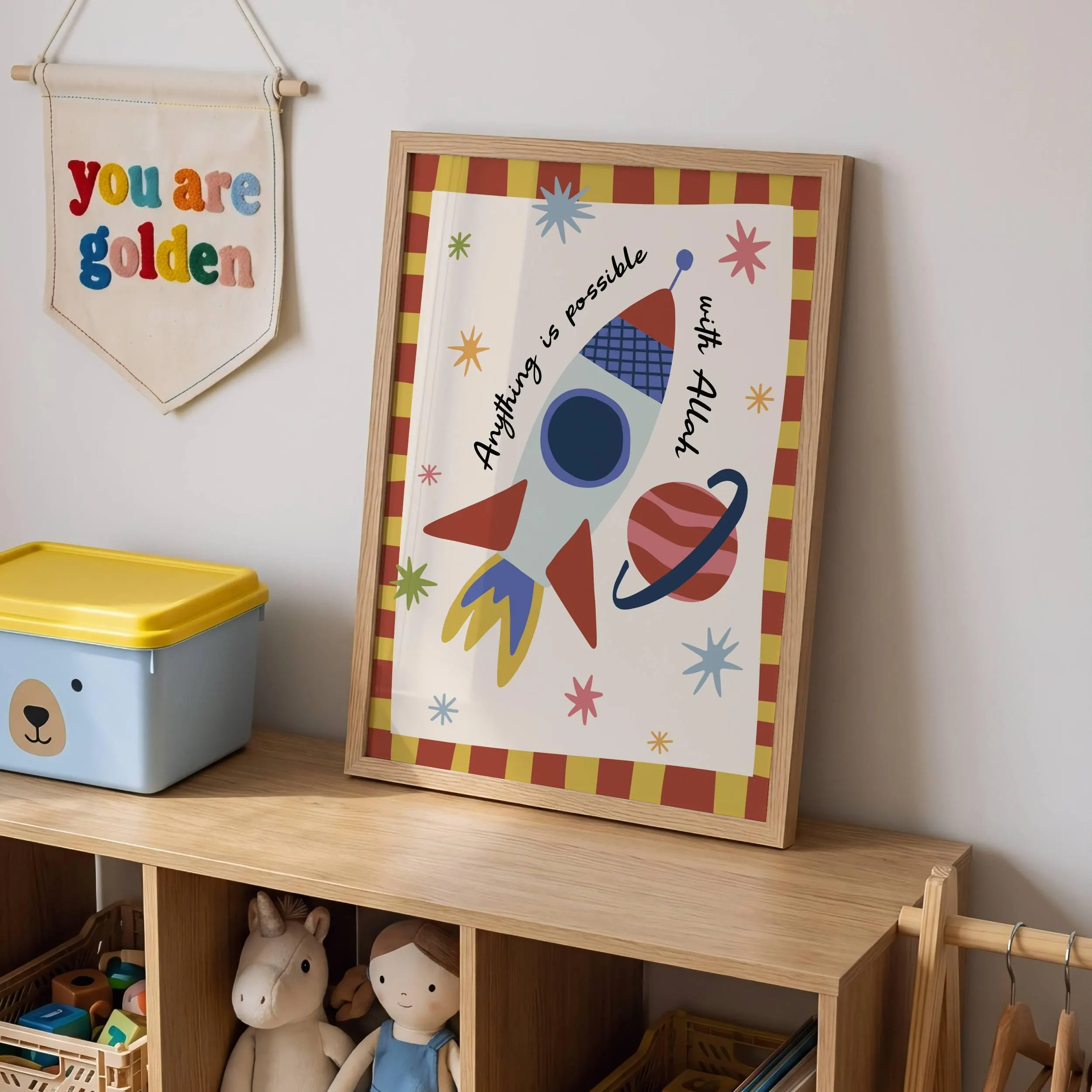 Islamic Nursery Wall Art, Trendy Whimsical Poster, Muslim Kids Room Decor, Printed & Framed - image 5