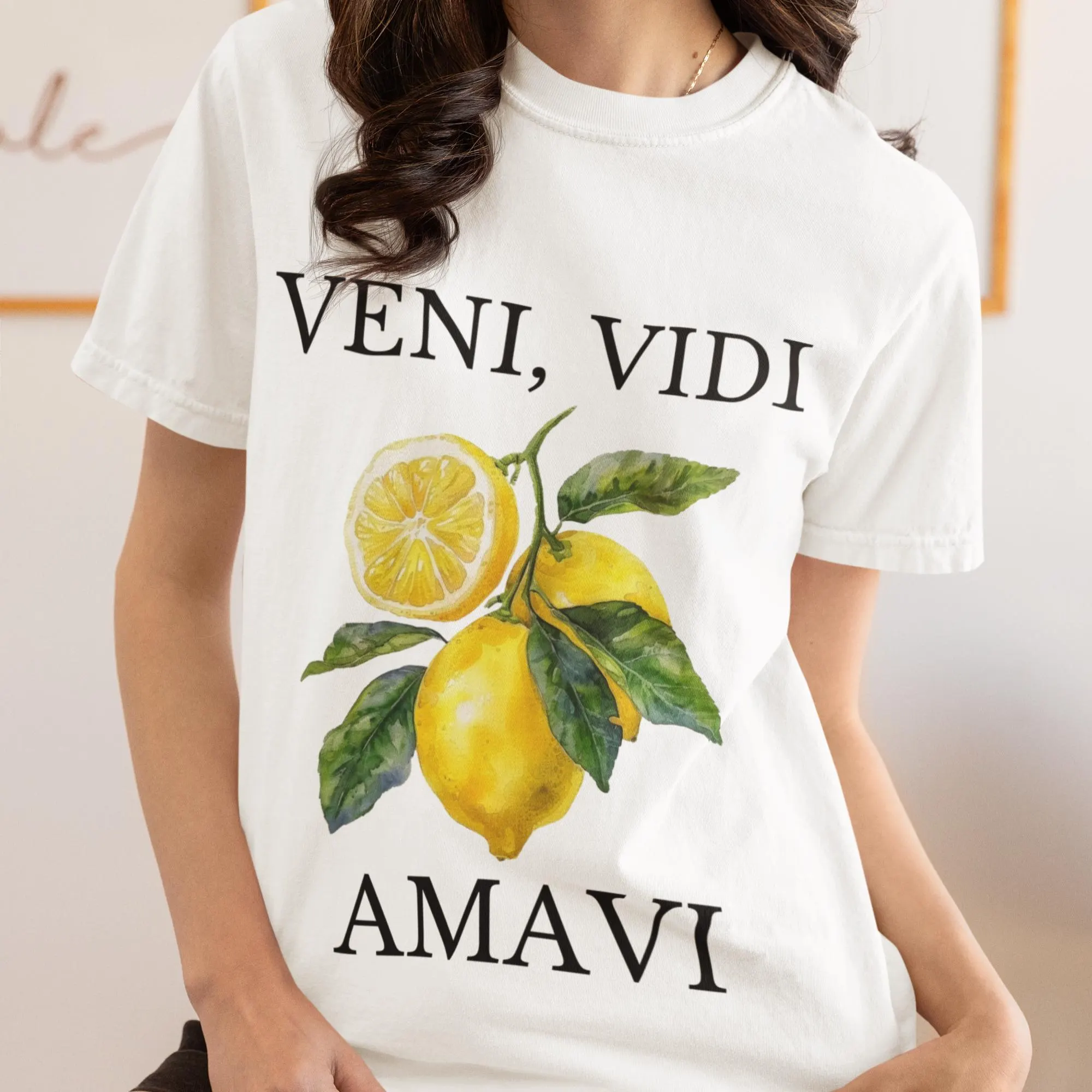 Lemon Print T-Shirt: Veni Vidi Amavi - Italian Summer Tee