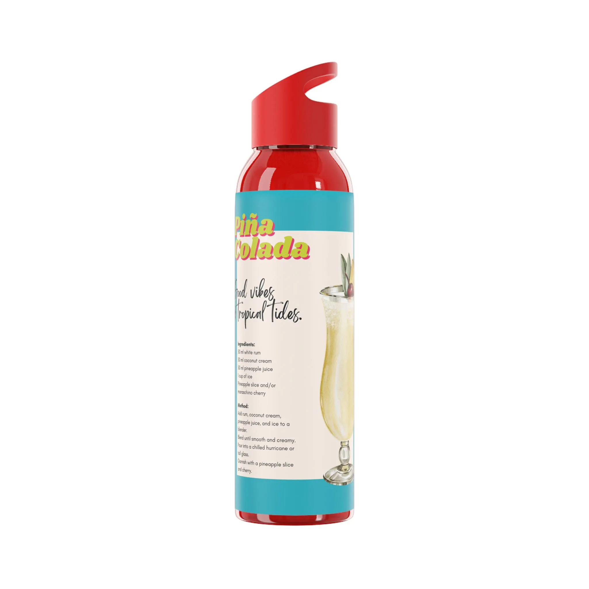 Pina Colada Recipe Water Bottle: Vibrant Novelty Design - image 5