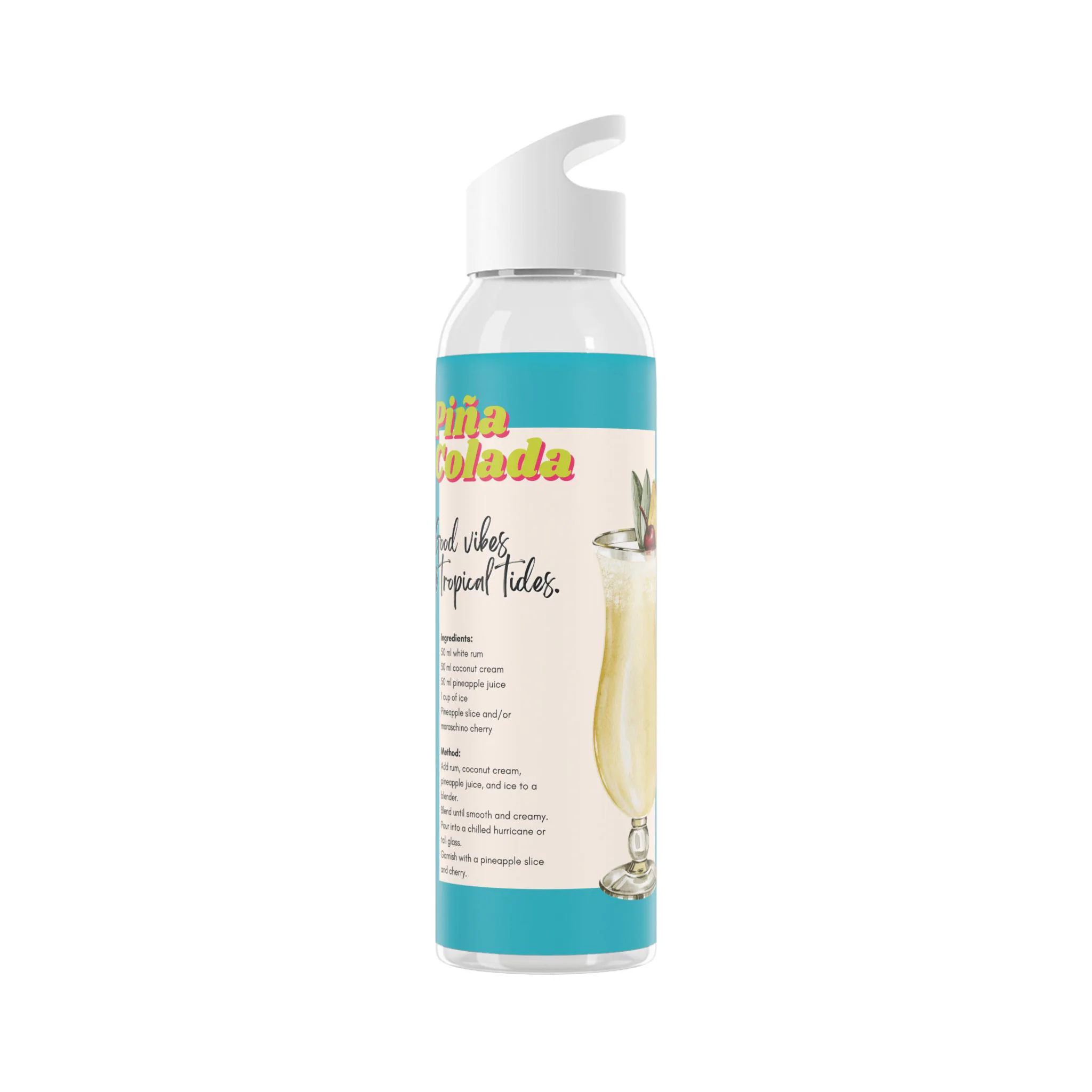 Pina Colada Recipe Water Bottle: Vibrant Novelty Design