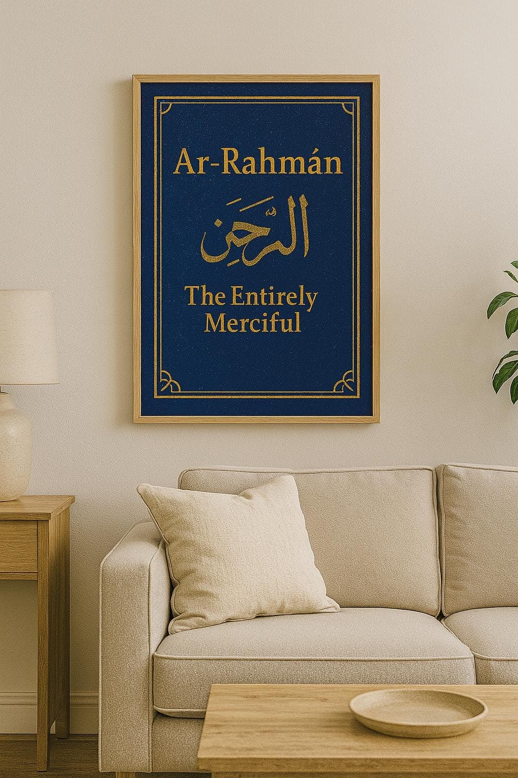 Ar-Rahmān Islamic Wall Art | Digital Download | Royal Blue & Gold Arabic Calligraphy Poster | Printable Islamic Decor