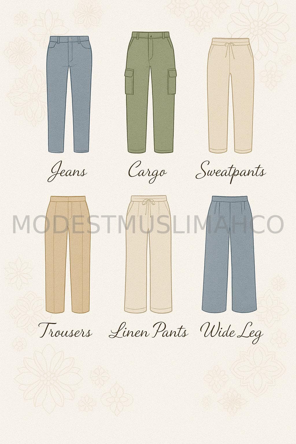 Modest Fashion Planner | Pants Edition | Digital Wardrobe Tool for Muslim Women | Neutral Outfit Organizer - image 4