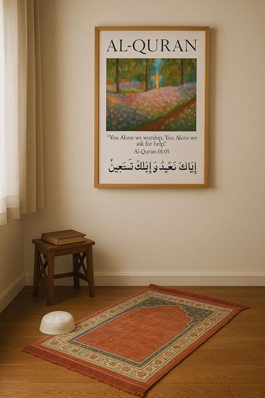Al-Quran 01:05 Arabic & English Verse | Islamic Garden Wall Art Printable | Quran Poster | Spiritual Decor | Surah Al-Fatiha Calligraphy - image 3