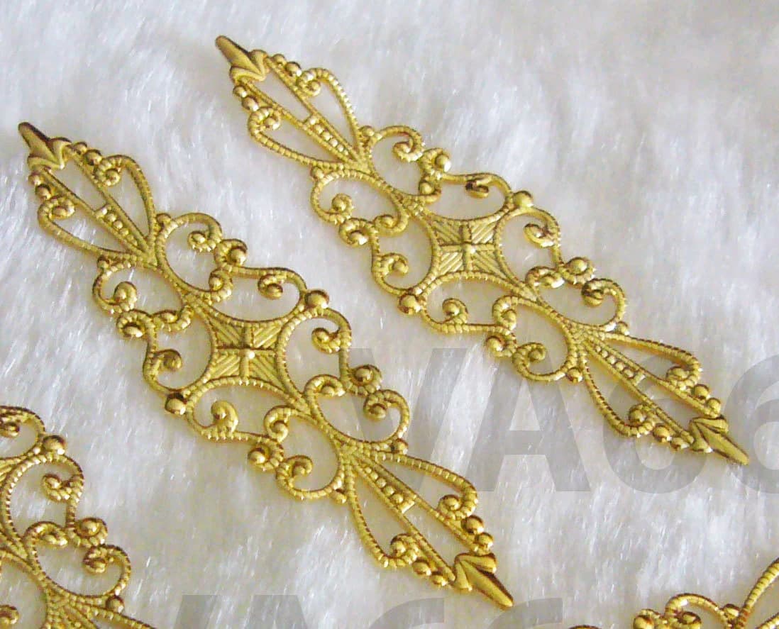 DIY Gold Filigree Lace Extension Chandelier Earrings Necklace Parts 4p DIY Findings Jewelry Making Parts spare Accessories, 58mm Spacers A3