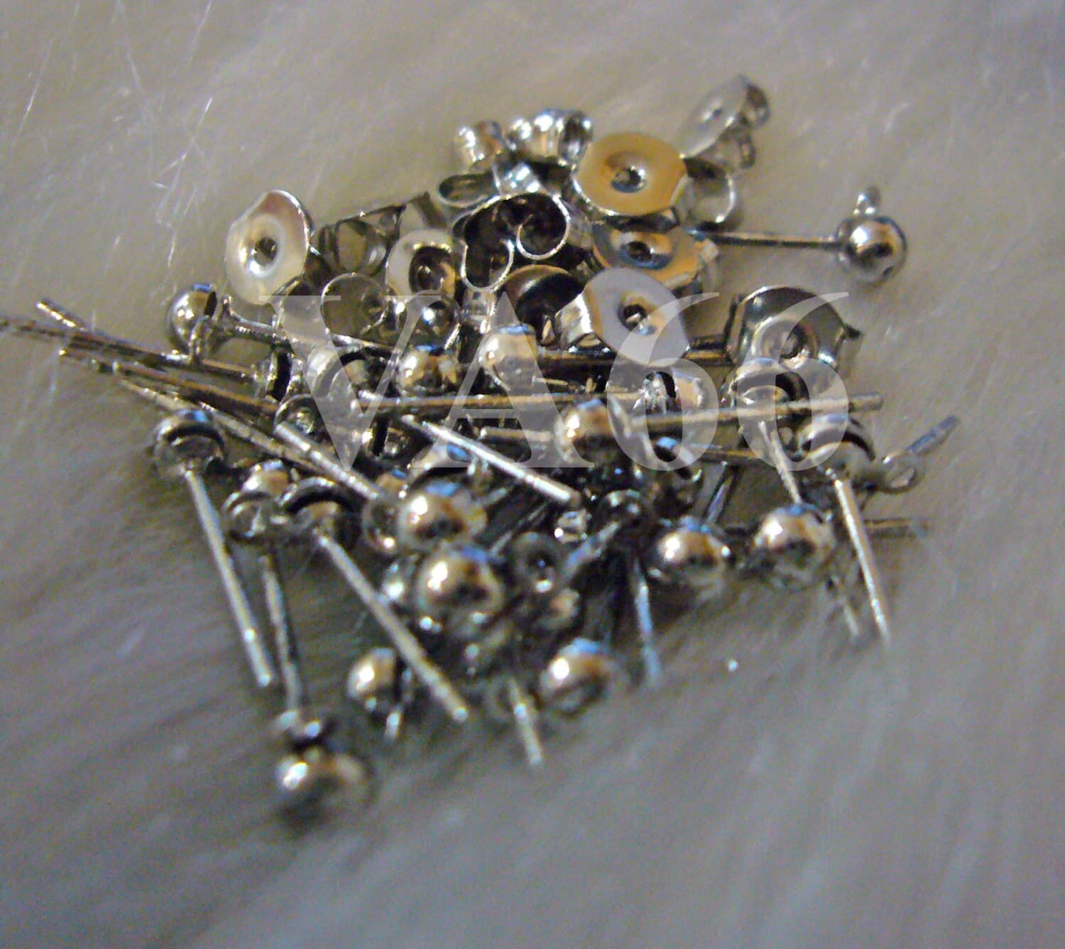 DIY Earring Studs Hooks Ball silver tone 6 pairs 12pcs Jewelry Making Supplies Findings - image 3