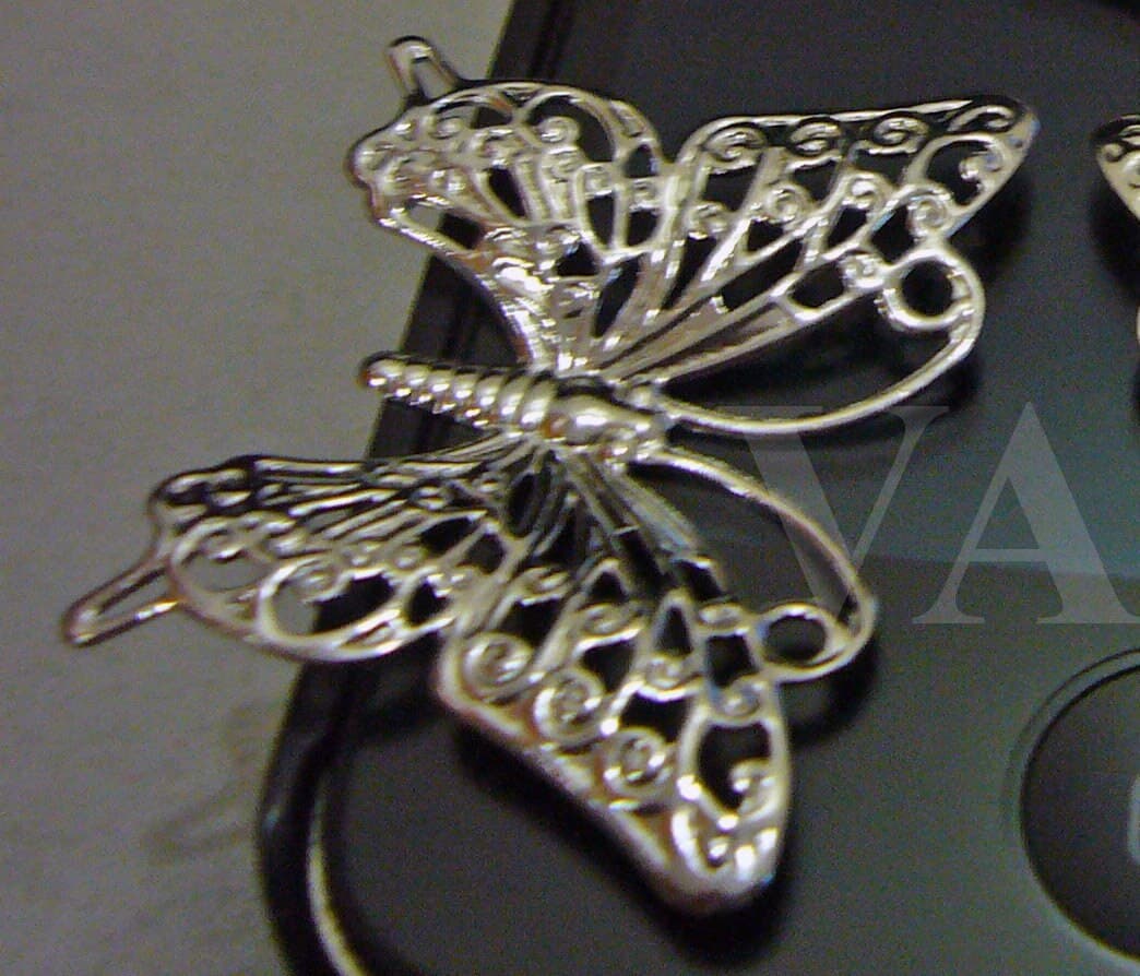 DIY Silver Filigree Lace Butterfly Chanderlier Extension Earrings Necklace Parts 4p Findings Jewelry Making Parts Accessories, Bead Spacers - image 3