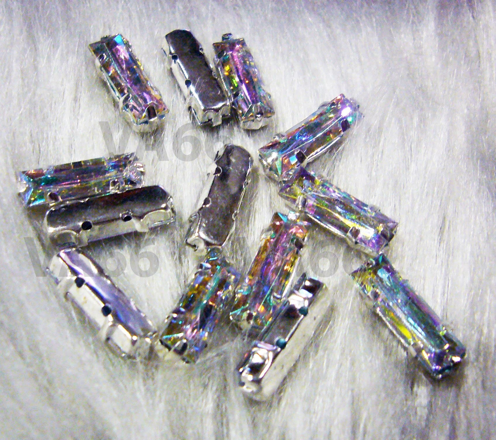 DIY Crystal AB Oblong Rectangle 5mm x 15mm Sew On Rhinestones 4 hole Montees 20p Acrylic Pronged Diamantes Flat Back Beads Dress Making - image 4