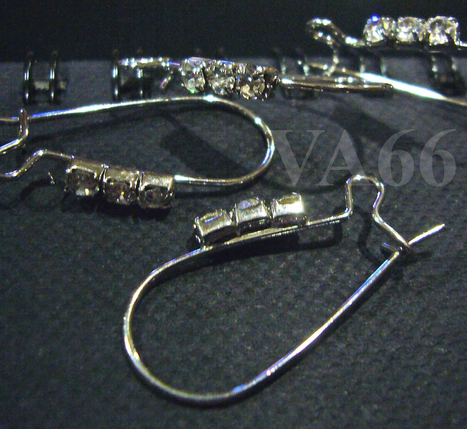 DIY 4pcs 2pairs Silver Crystal Rhinestone Kidney Wire Earring Hooks Parts Shepard Jewelry Making Supplies Findings
