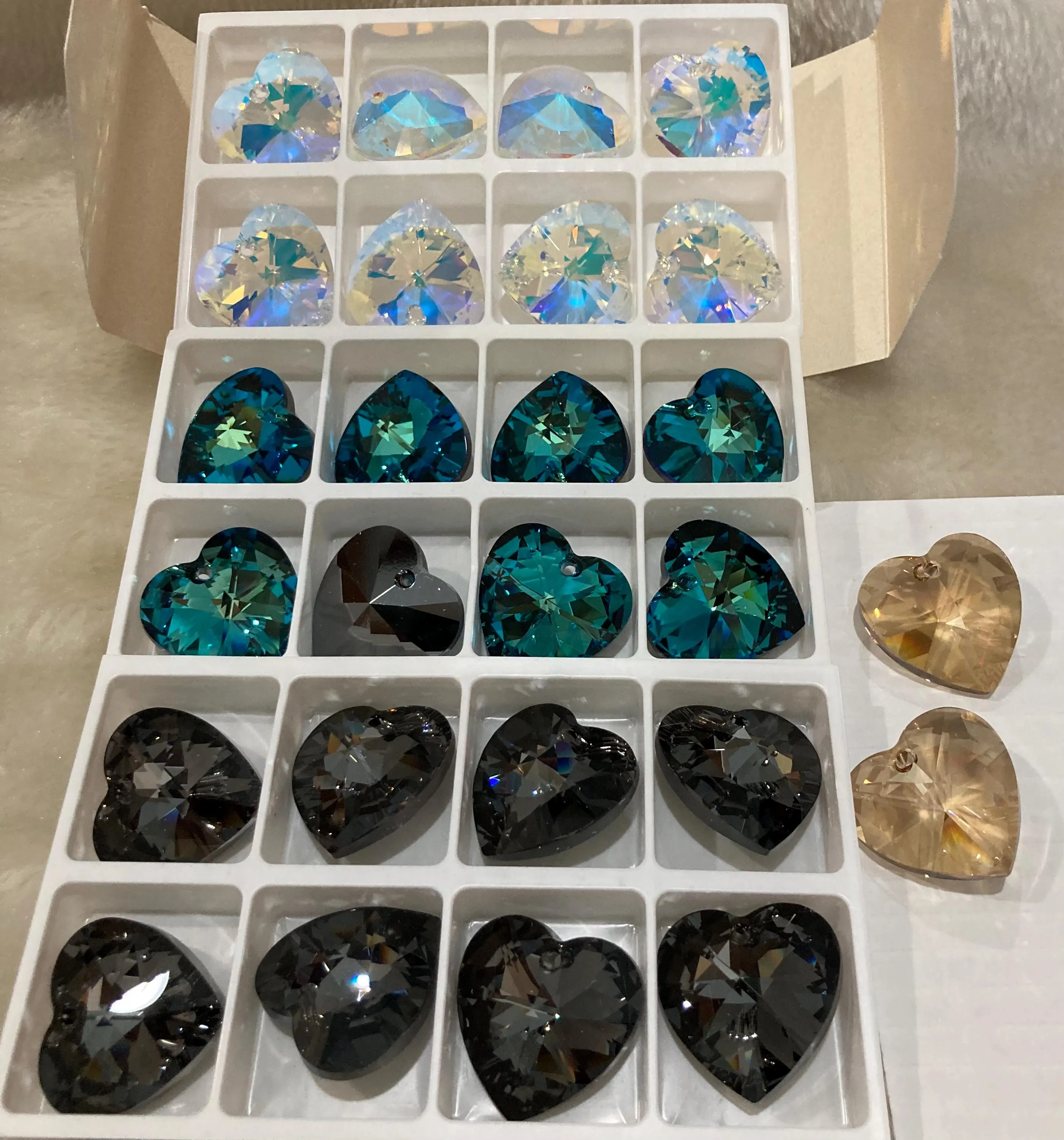 28mm Heart Swarovski Crystal Pendant 6202 AB 6228 Colours Loose Beads Jewelry Making Love Pendant top drilled - image 5