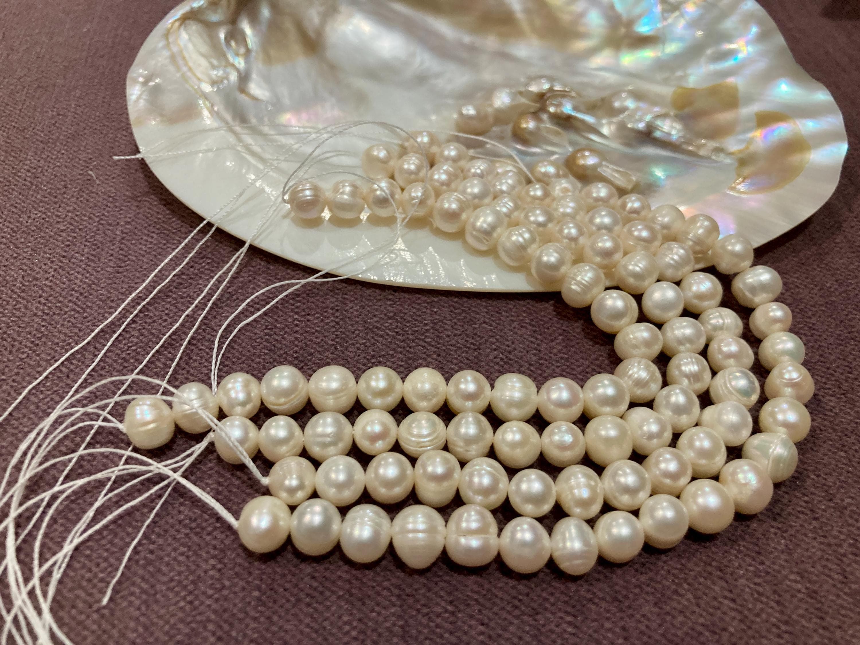 DIY 18cm 7 Inches Fresh Water Pearls Round Pearl Beads White Ivory 8mm 9mm AA Quality Bracelet Earrings Findings Bead INT002 - image 4