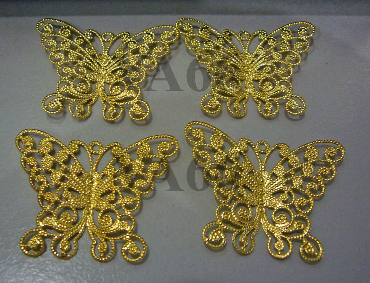 DIY Butterfly 4pcs Medium 28mm x 36mm Gold Filigree Lace Wrap Vintage Extension Chandelier Earrings Necklace Parts Findings Jewelry Making - image 3
