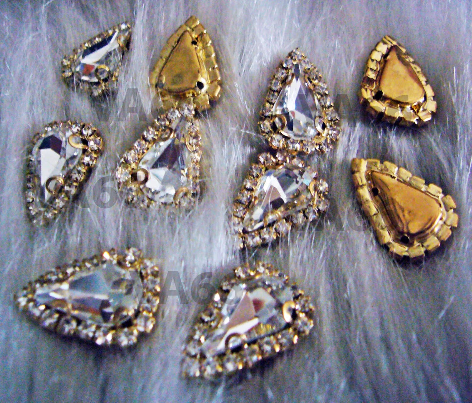 Teardrop Sew On Rhinestones Crystal Clear 13mm x 18mm DIY 4 hole Gold Montee Faceted 8pc Button Rhinestone Beads sewing  jewelry Findings - image 4