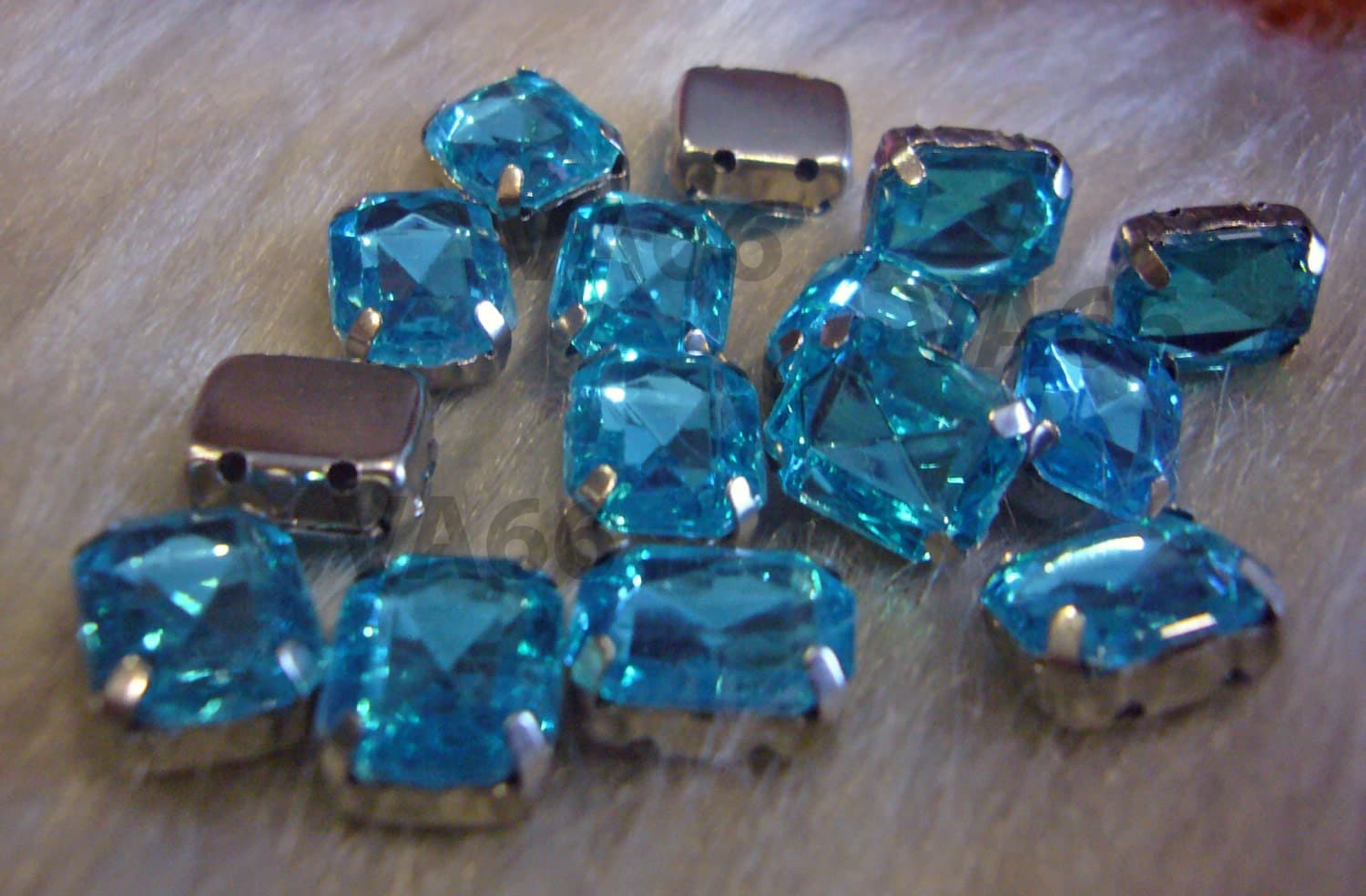 Sew On Rhinestones Crystal Aquamarine Blue DIY Emerald Princess Cut Rectangle 8mm x 10mm 4 hole Montee Acrylic Pronged Flat Back Beads - image 3